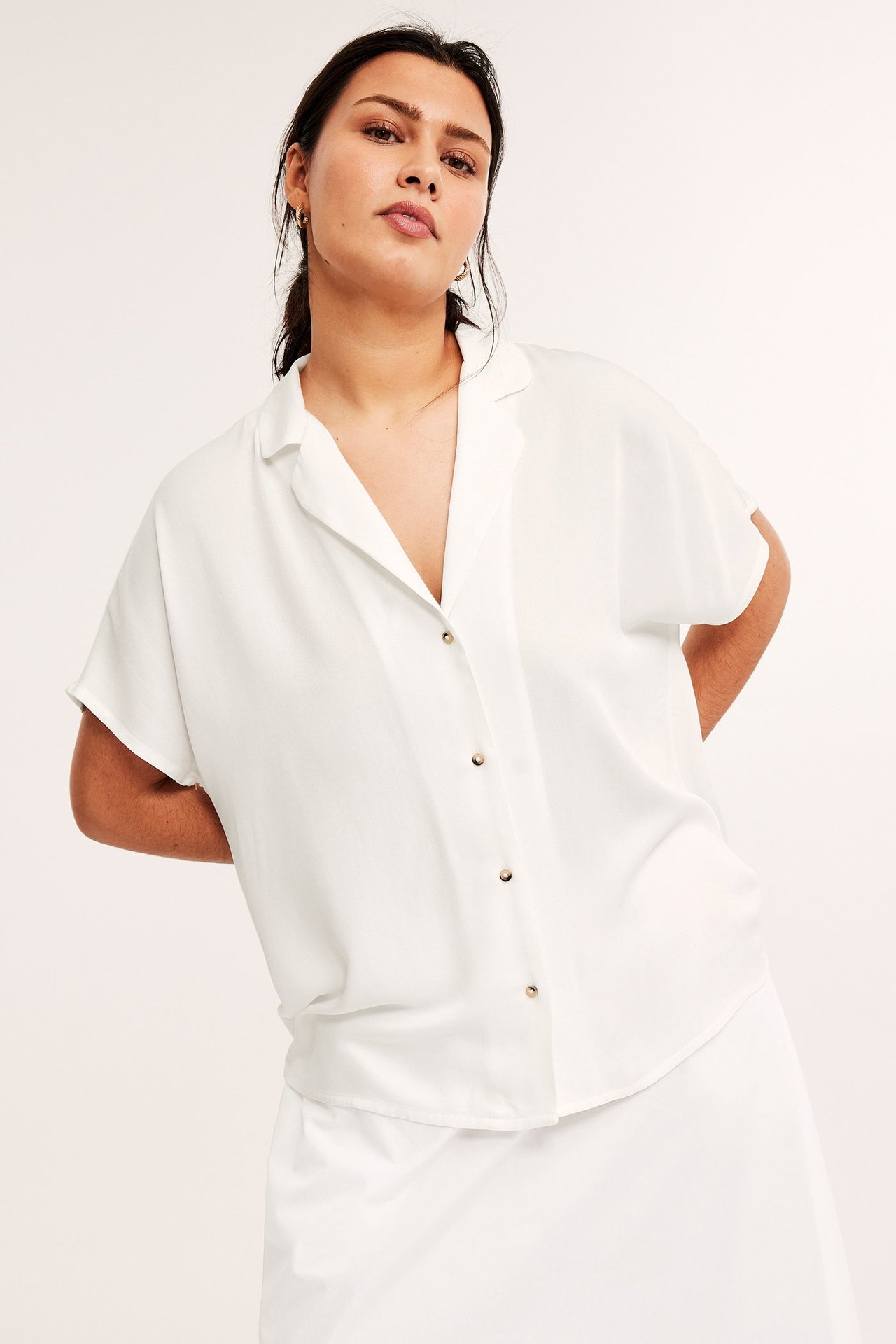 Kortermet bluse - Offwhite - 179cm / Storlek: M - 1