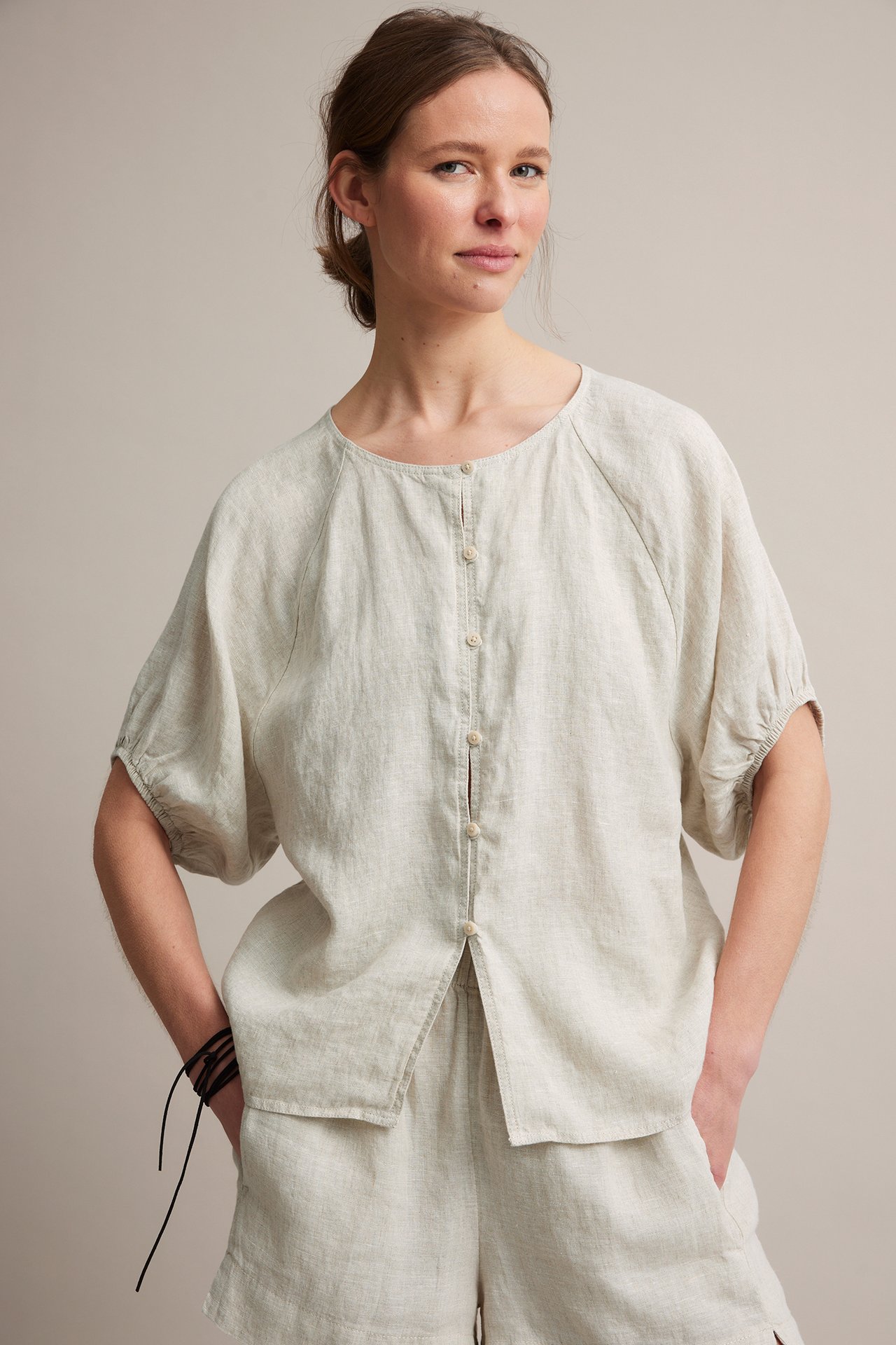 Linbluse - Beige - 178cm / Storlek: XS/S - 4