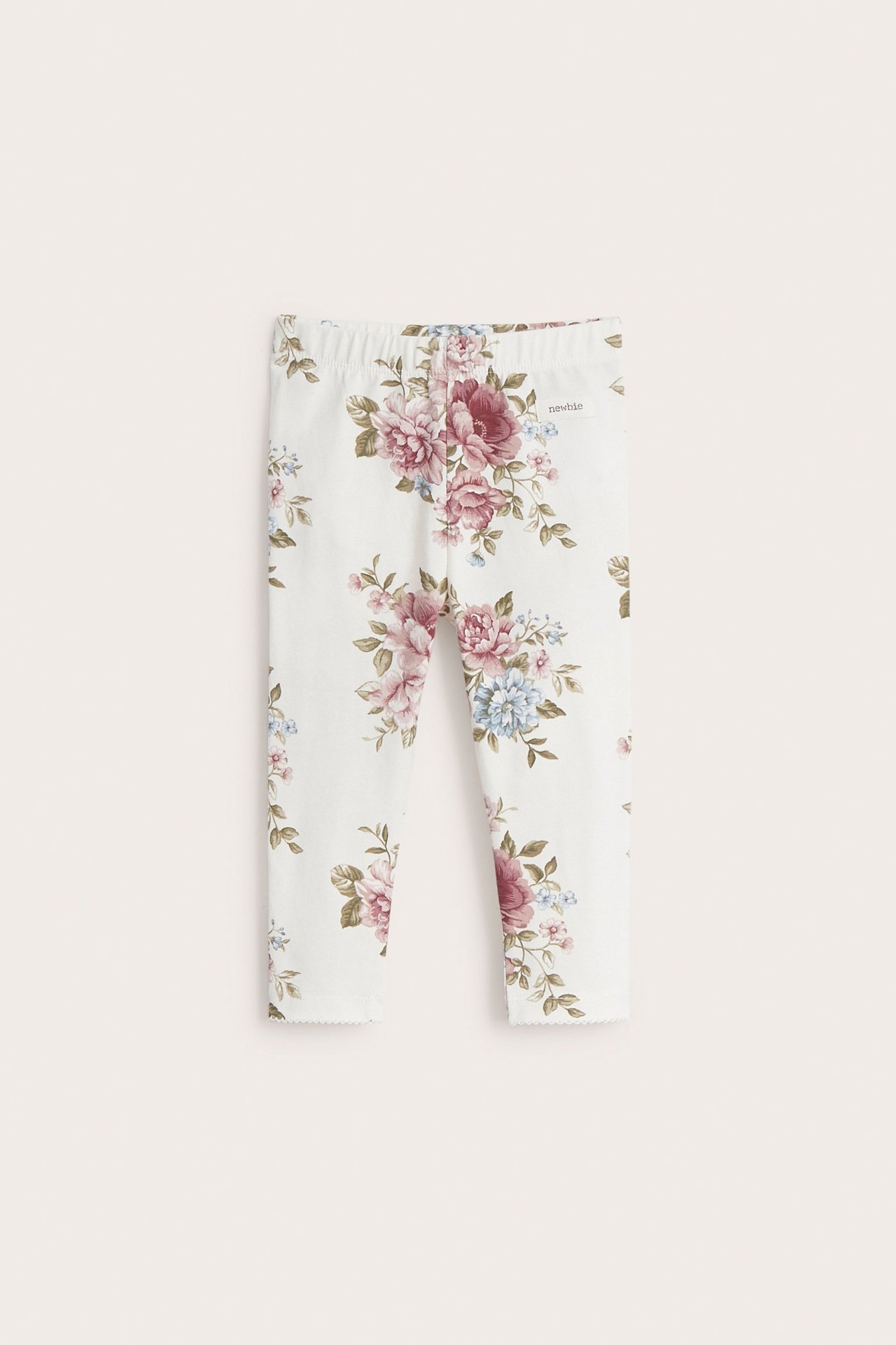 Blommiga leggings med volang - Offwhite - 4