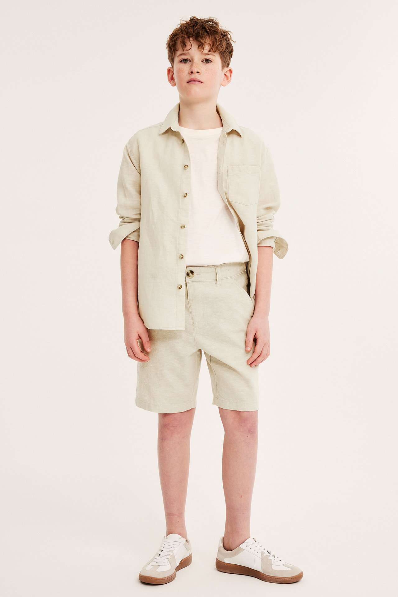 Dress-shorts i linblanding - Lys beige - 3