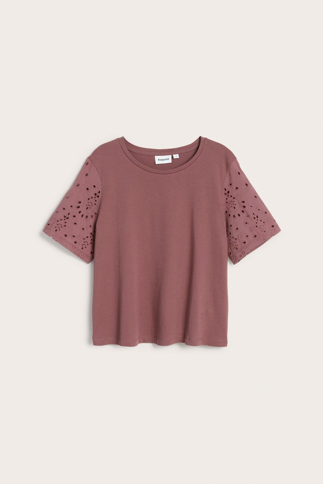 T-shirt med broderie anglaise