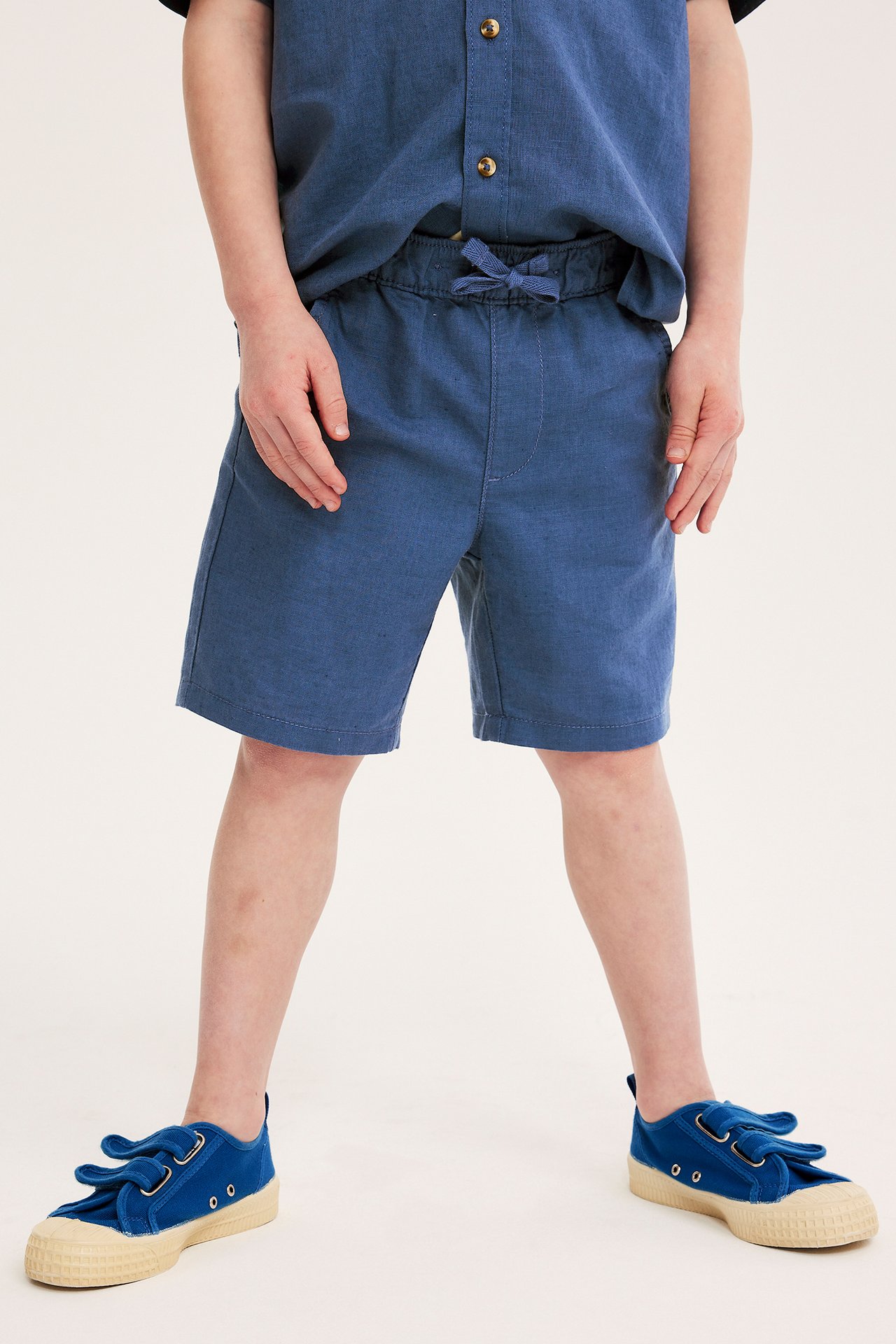 Shorts i linblanding - Mørkeblå - 3