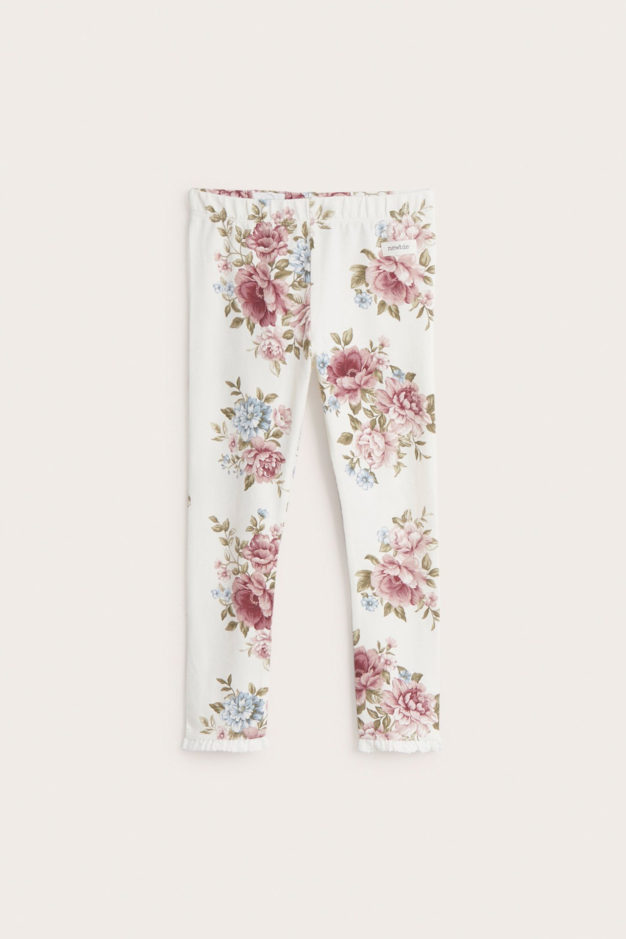 Leggings med blommor - Offwhite - 1