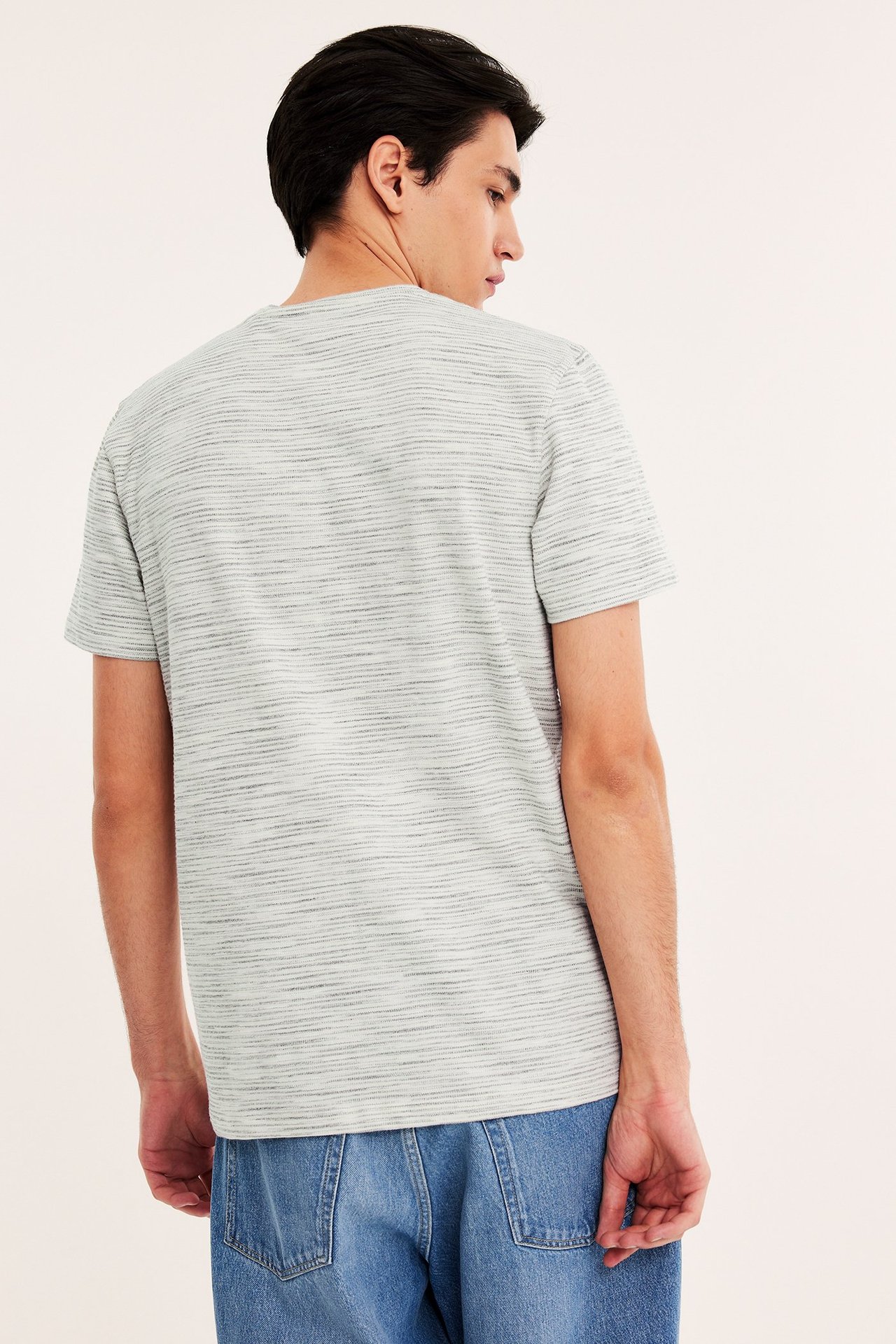 T-shirt i melerat garn - Offwhite - 189cm / Storlek: M - 5