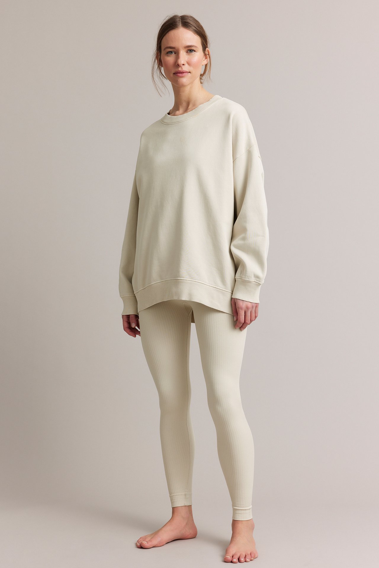 Lang sweatshirt - Lys beige - 178cm / Storlek: S - 3