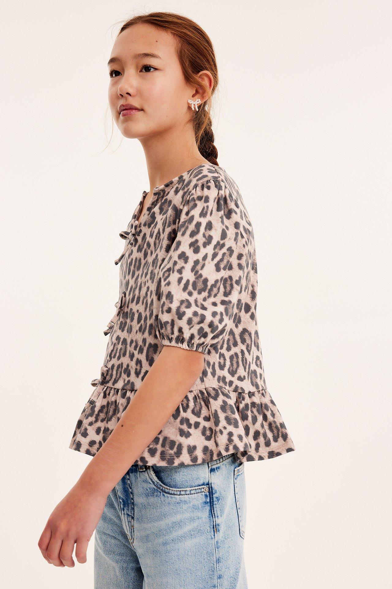 Leopardmønstret topp - Beige - 4