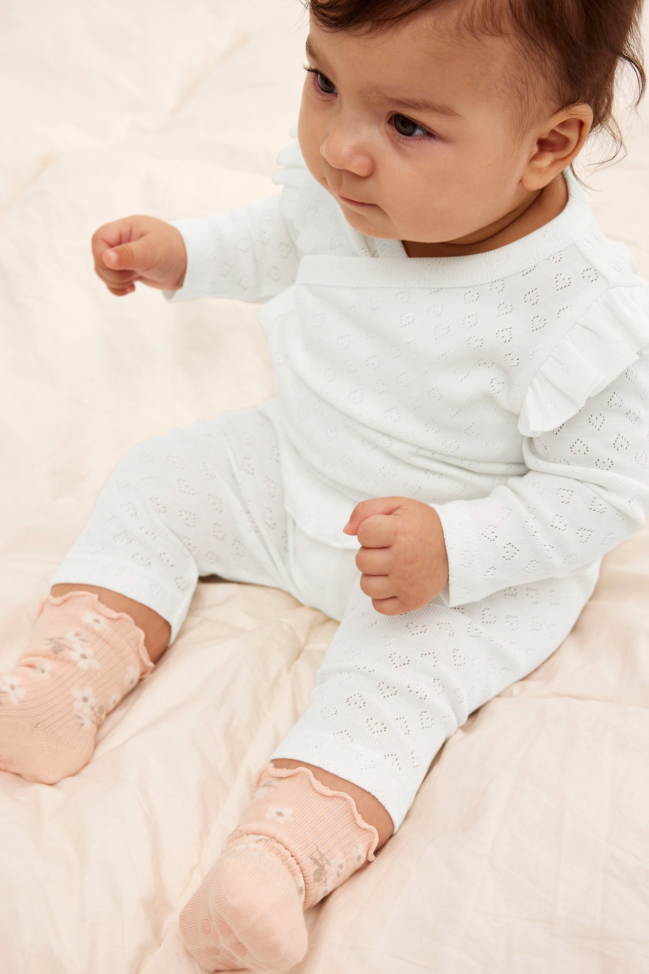 Legginsy w serca - Offwhite - 4