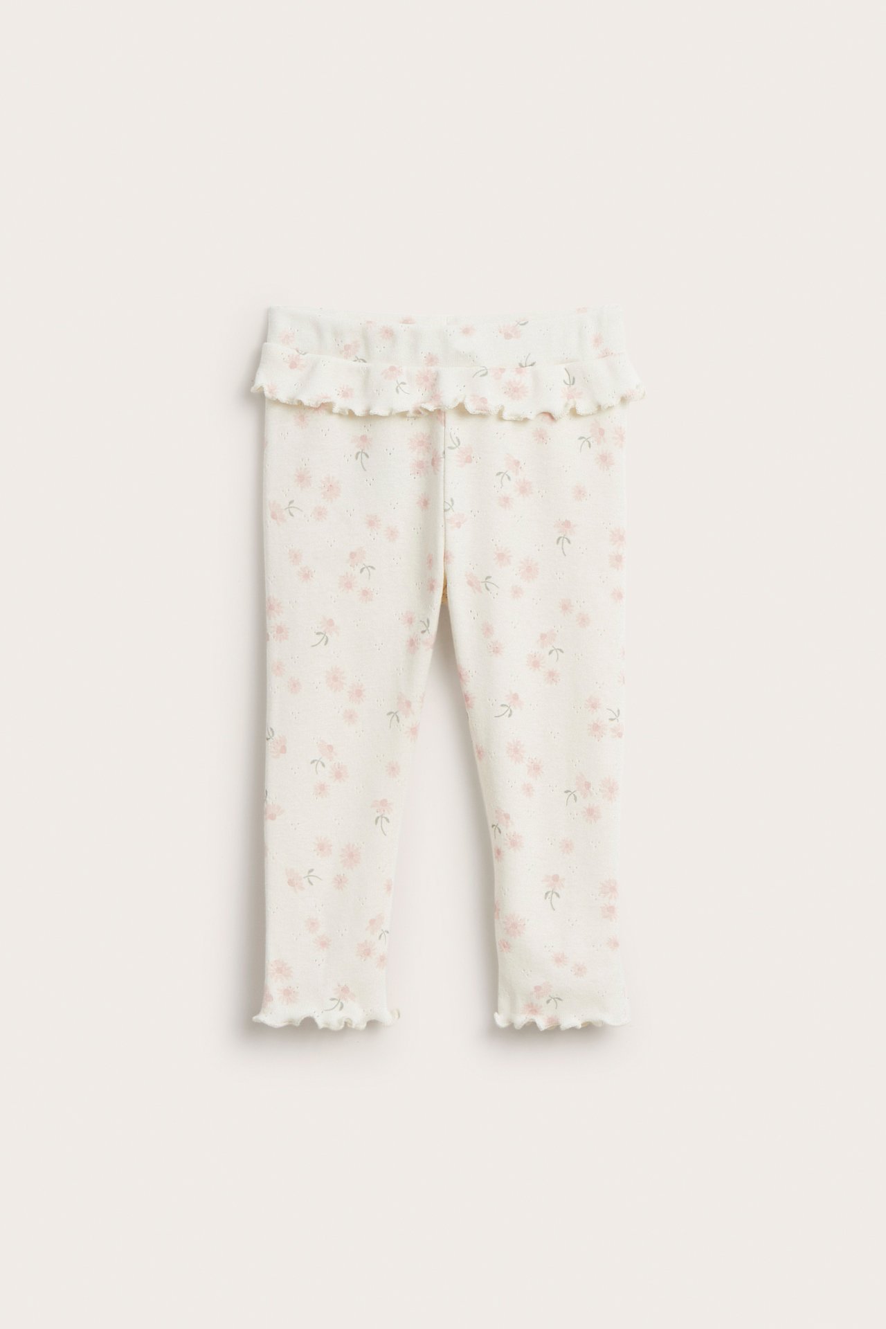 Legginsy w kwiaty - Offwhite - 2