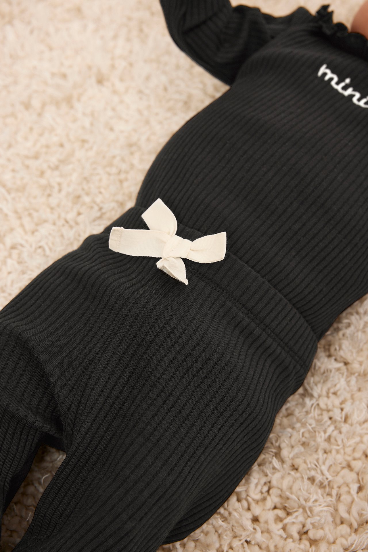 Ribbade leggings - Svart - 2