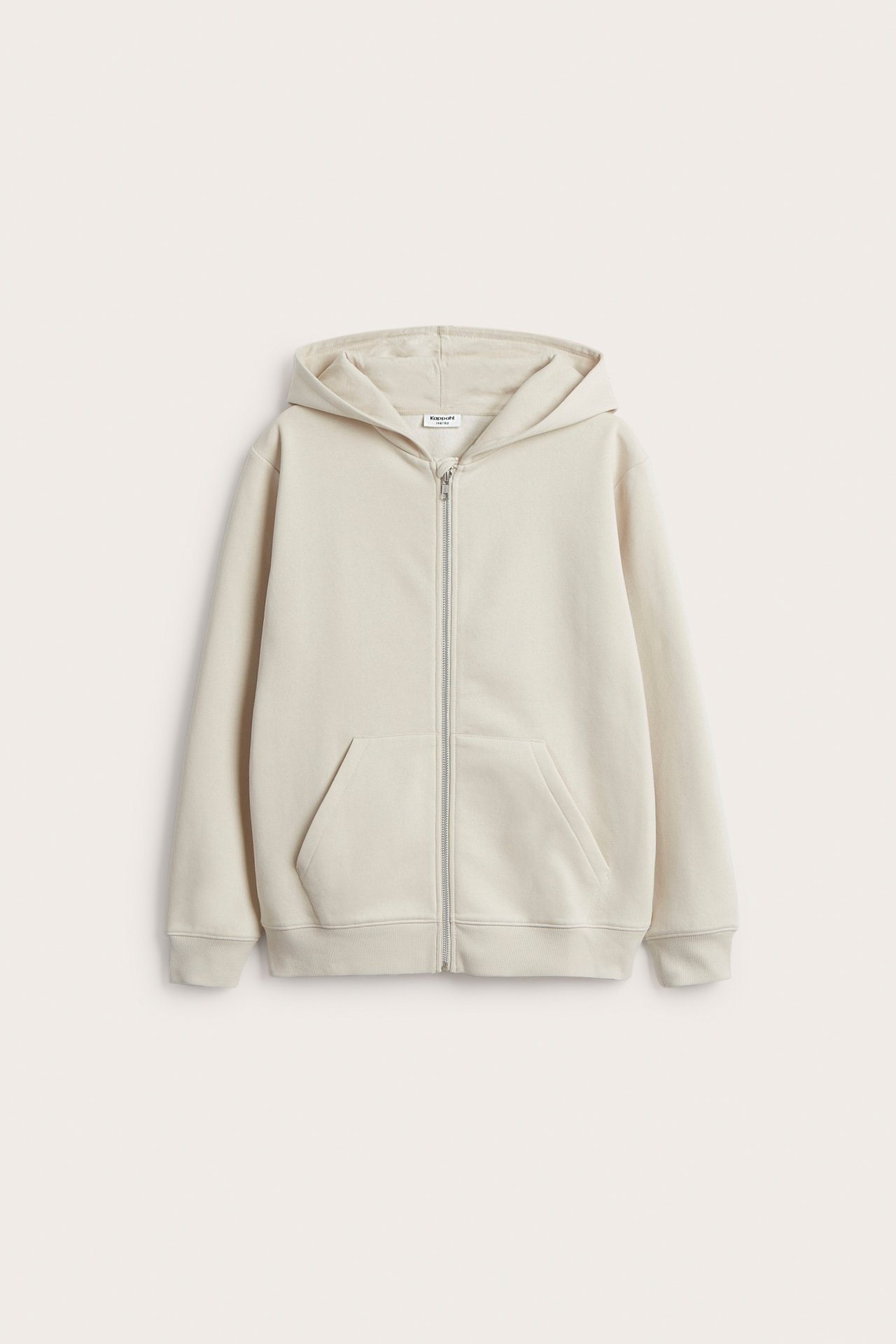 Hoodie med dragkedja - Beige - 2