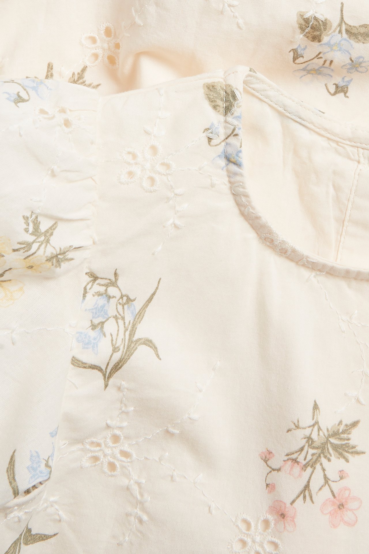 Kjole med broderie anglaise - Offwhite - 2