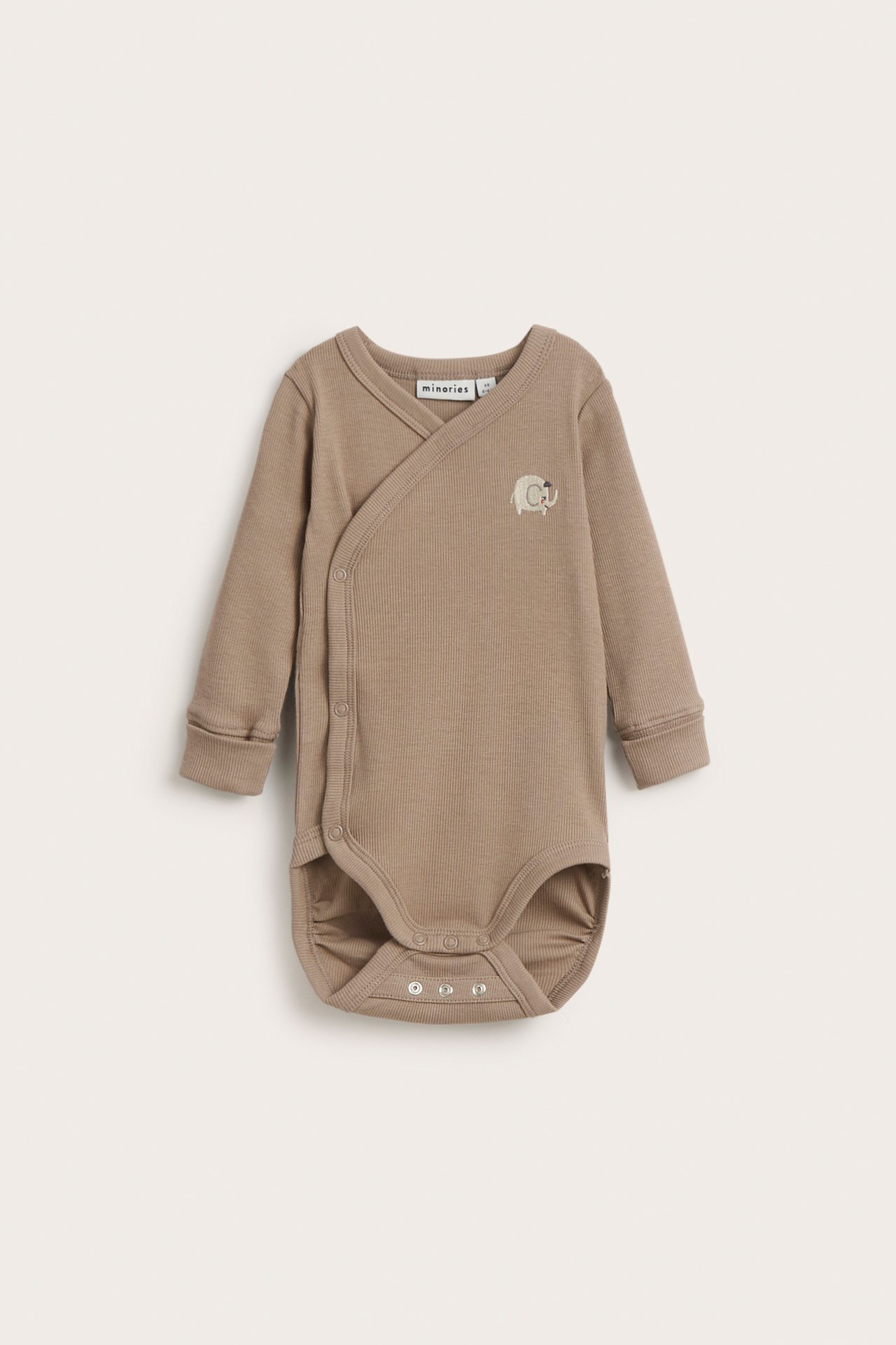 Ribbad body med brodyr - Beige - 3