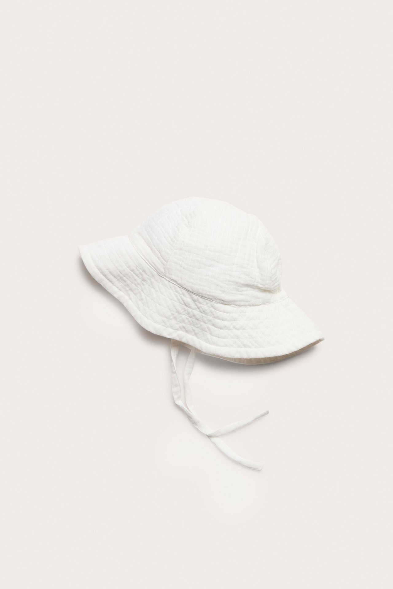 Solhatt med knytband - Offwhite - 1