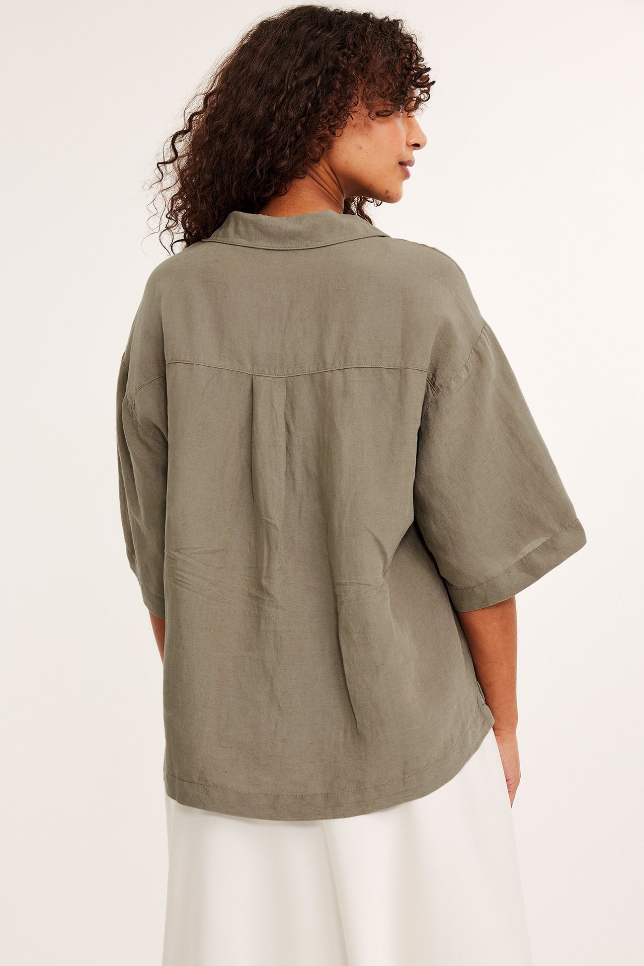Blus i linnemix - Mörkbeige - 7