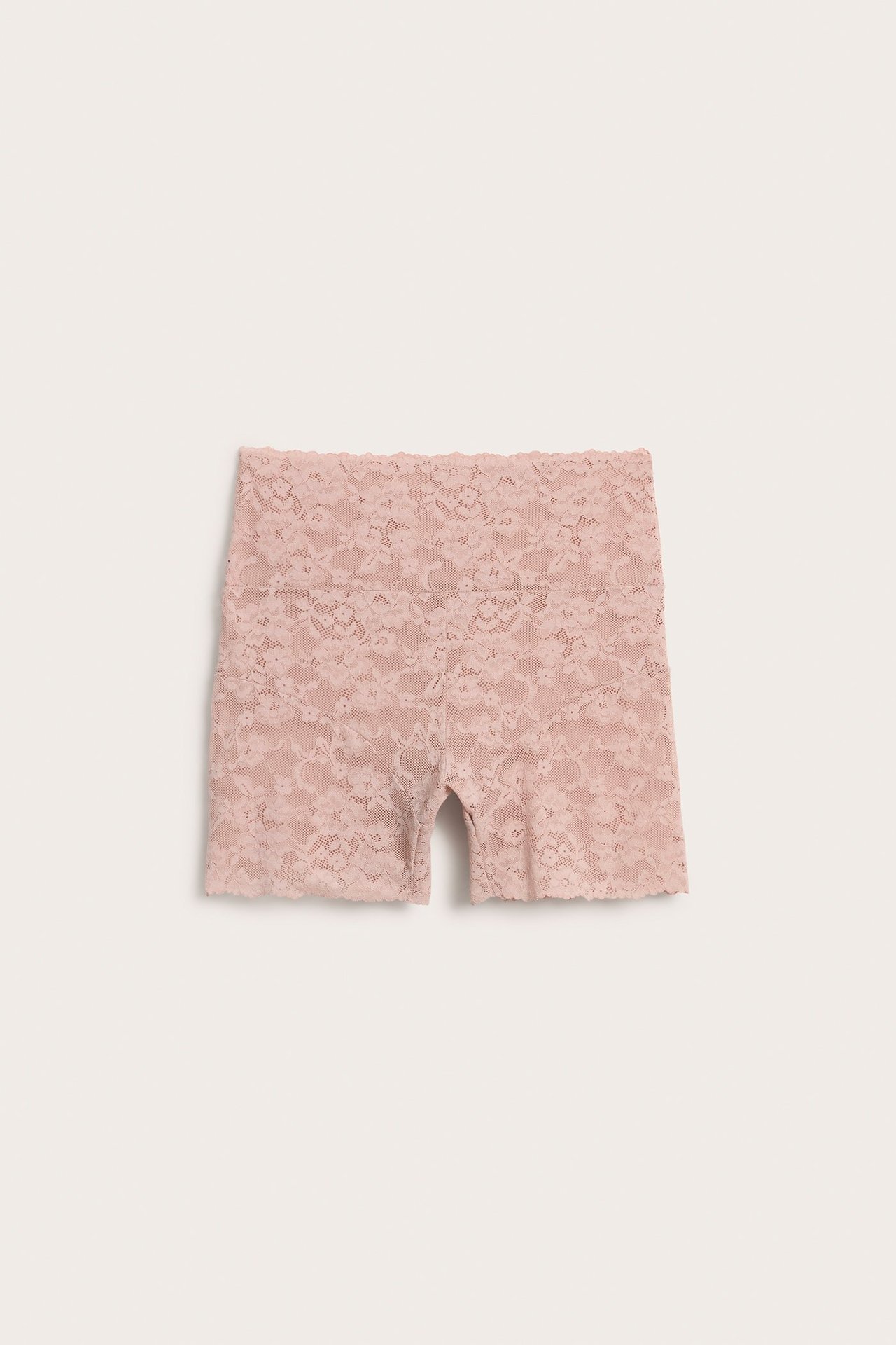 Frontvisning av lyserosa høye blondeshorts i mykt multistretch-stoff.