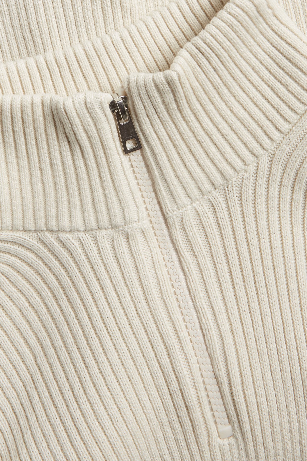 Stickad tröja half-zip - Ljusbeige - 5