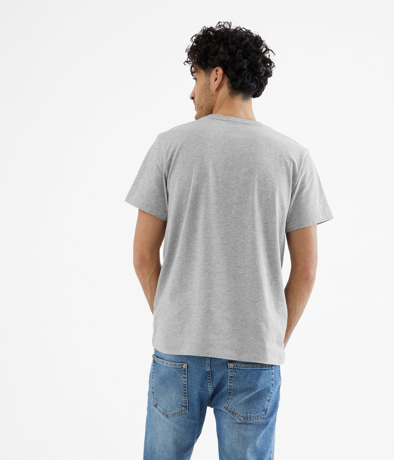 T-shirt z okrągłym dekoltem - Szary melanż - 187cm / Storlek: M - 3