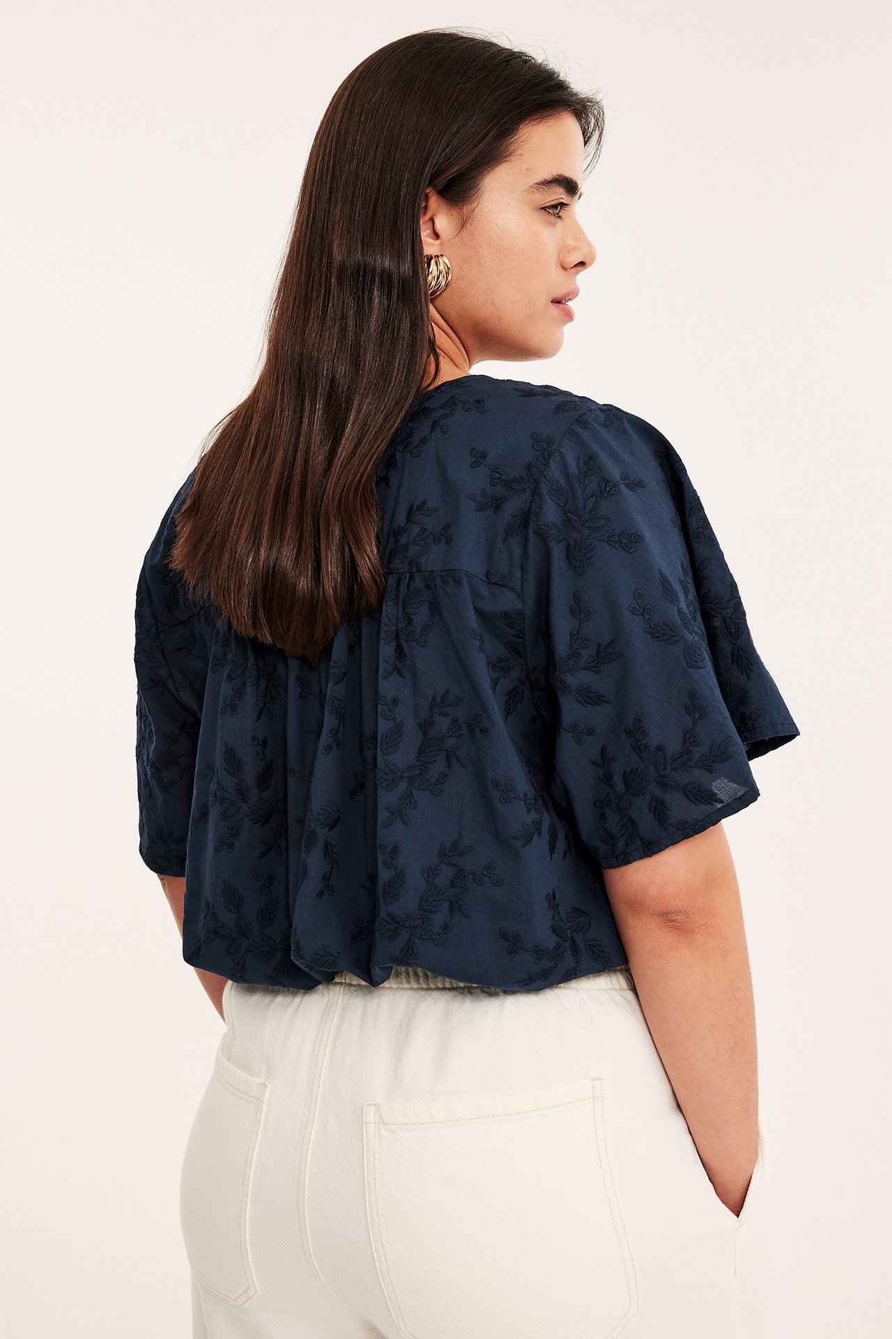 Brodert bluse - Mørkeblå - 174cm / Storlek: XL - 5