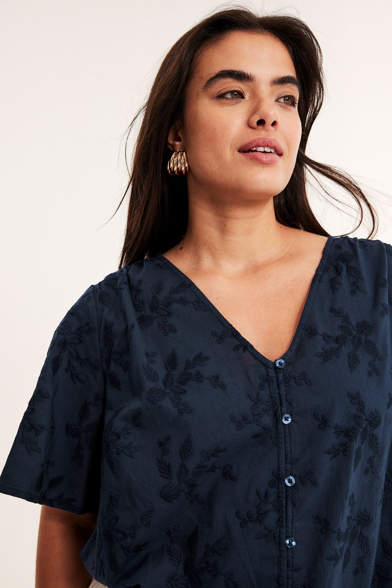 Brodert bluse - Mørkeblå - 174cm / Storlek: XL - 3