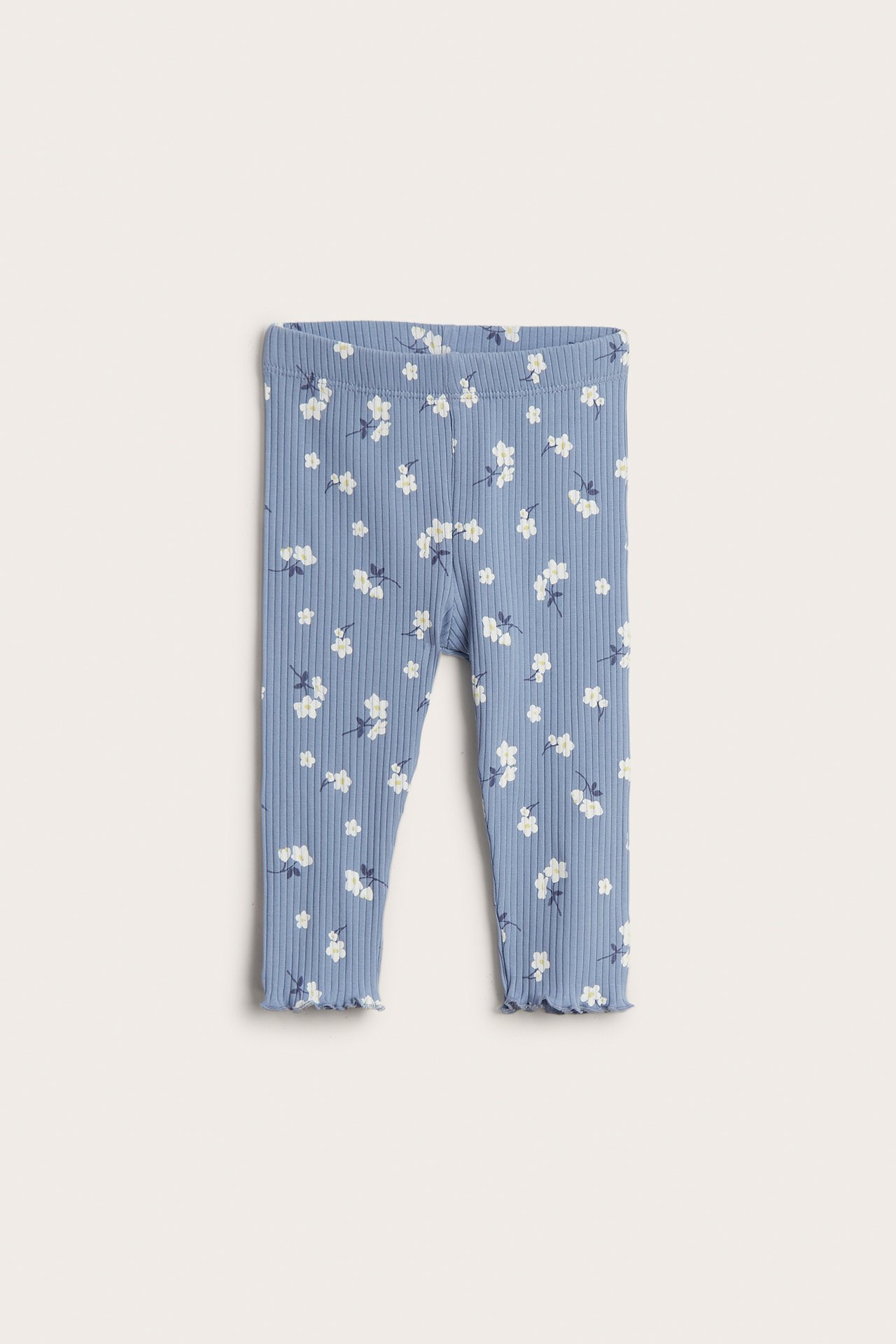 Ribbade blommiga leggings