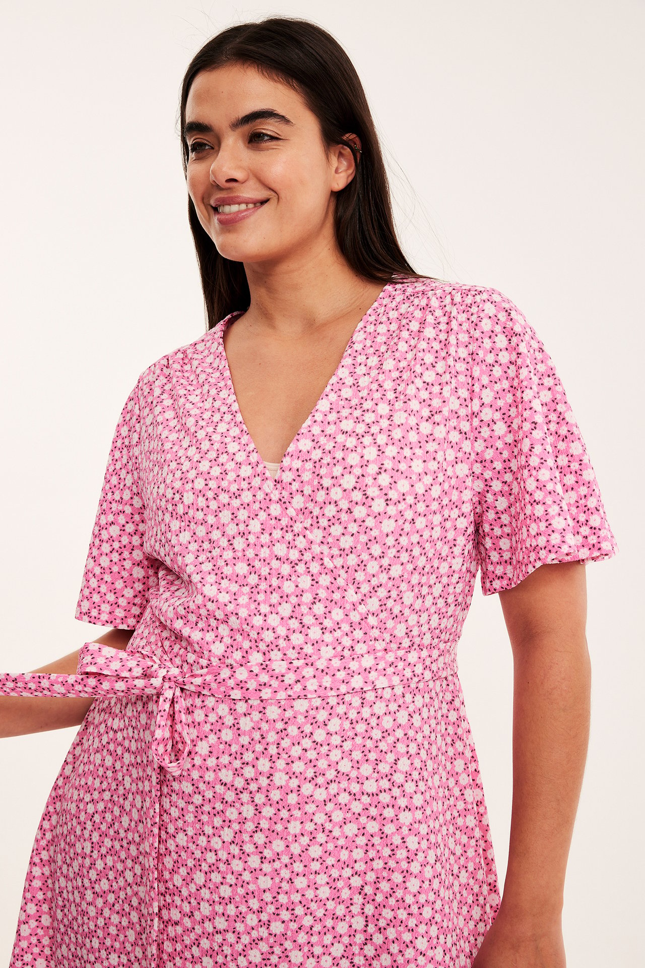 Kuviollinen kietaisumekko - Pinkki - 174cm / Storlek: XL - 4