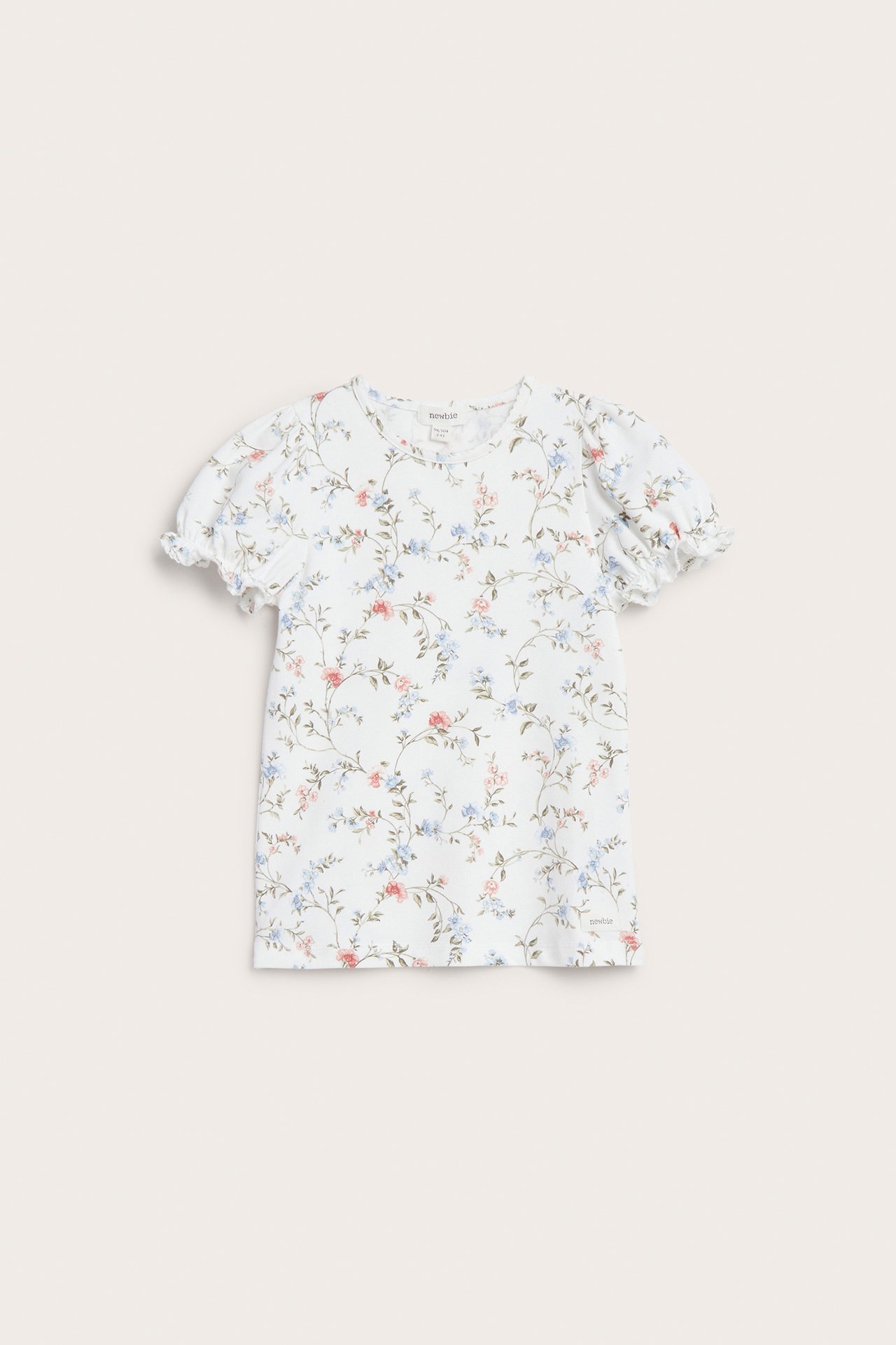 Blomstrete kortermet topp - Offwhite - 2