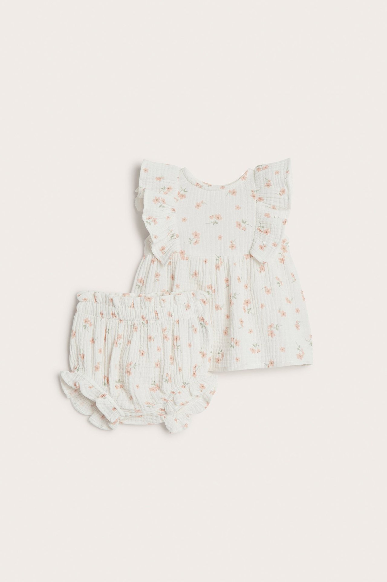 Blommigt baby set - Offwhite - 2