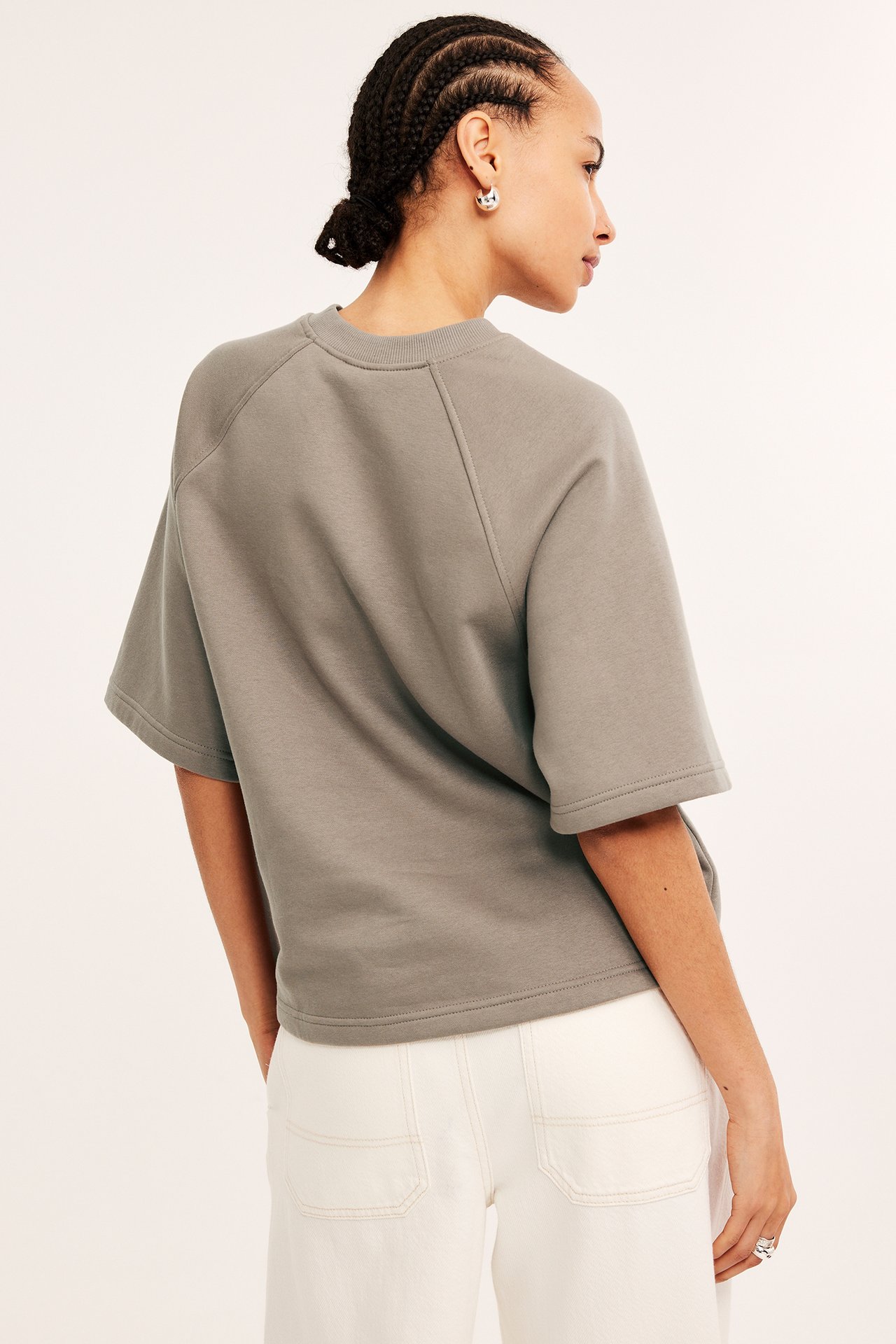 Kortermet sweatshirt - Mørk beige - 4