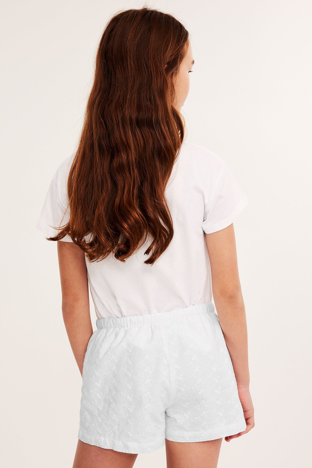 Brodert shorts - Hvit - 6