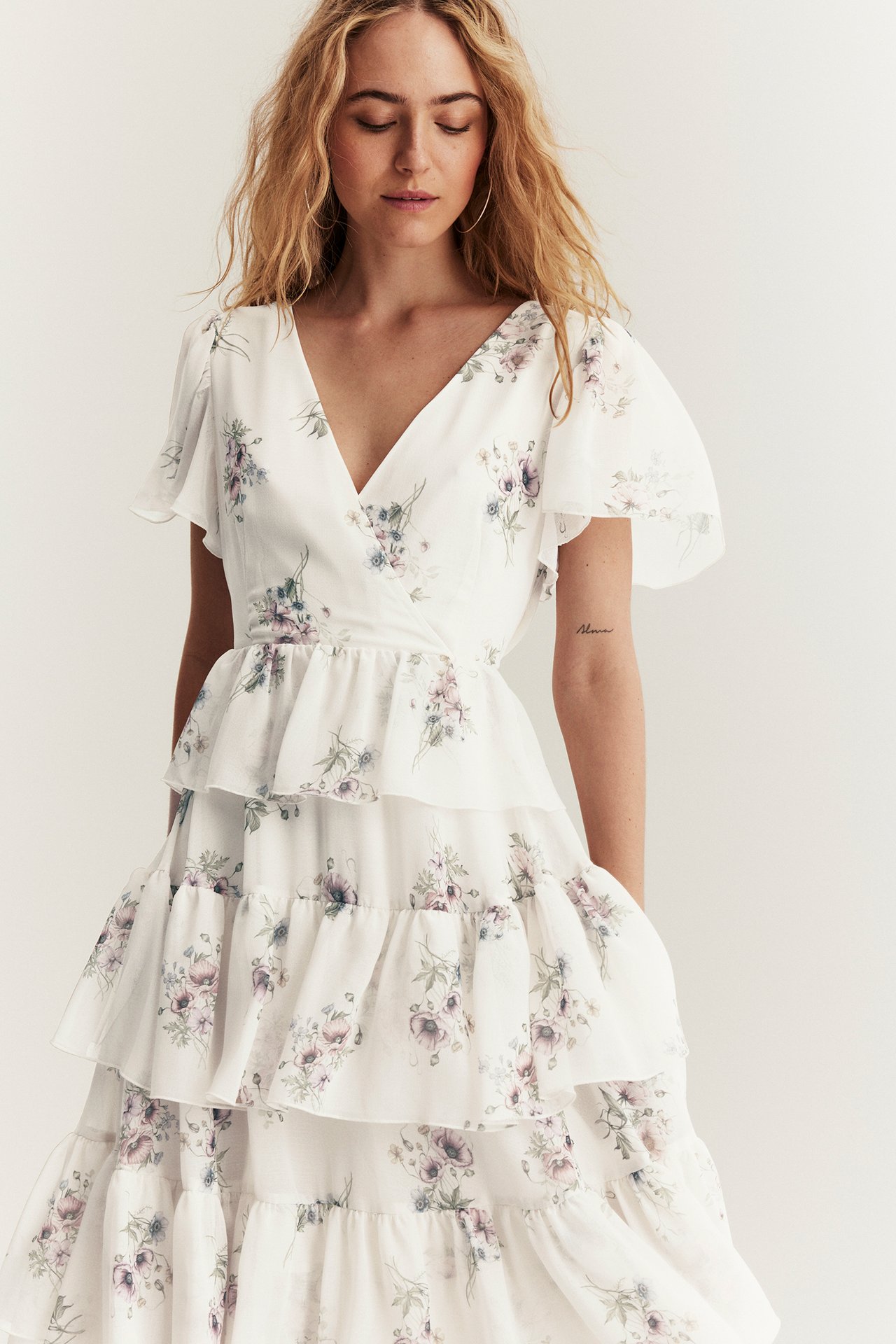 Sukienka szyfonowa Newbie Woman - Offwhite - 5