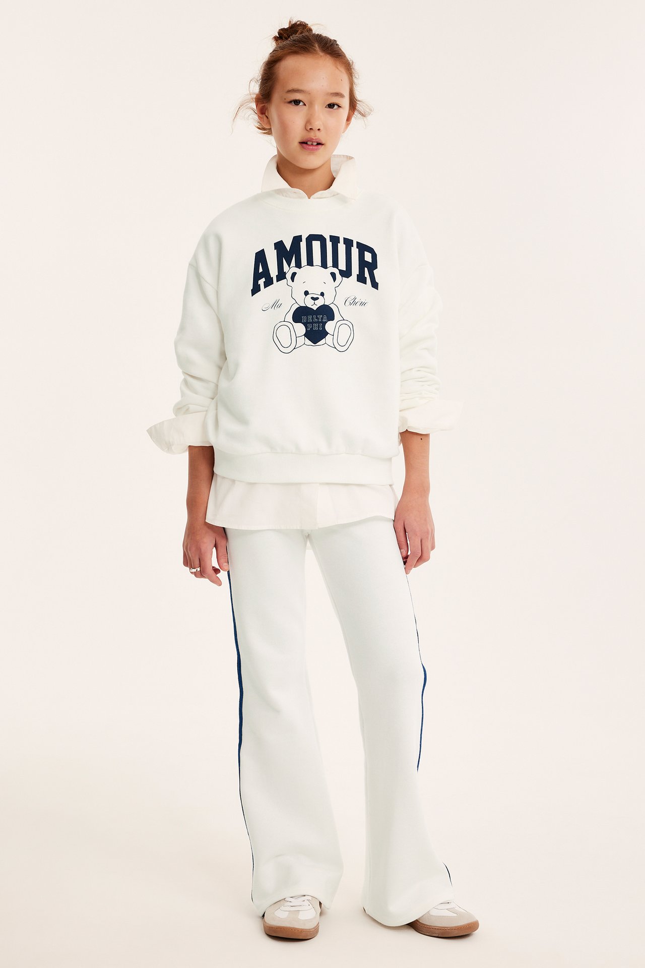 Sweatshirt med tryck - Offwhite - 3