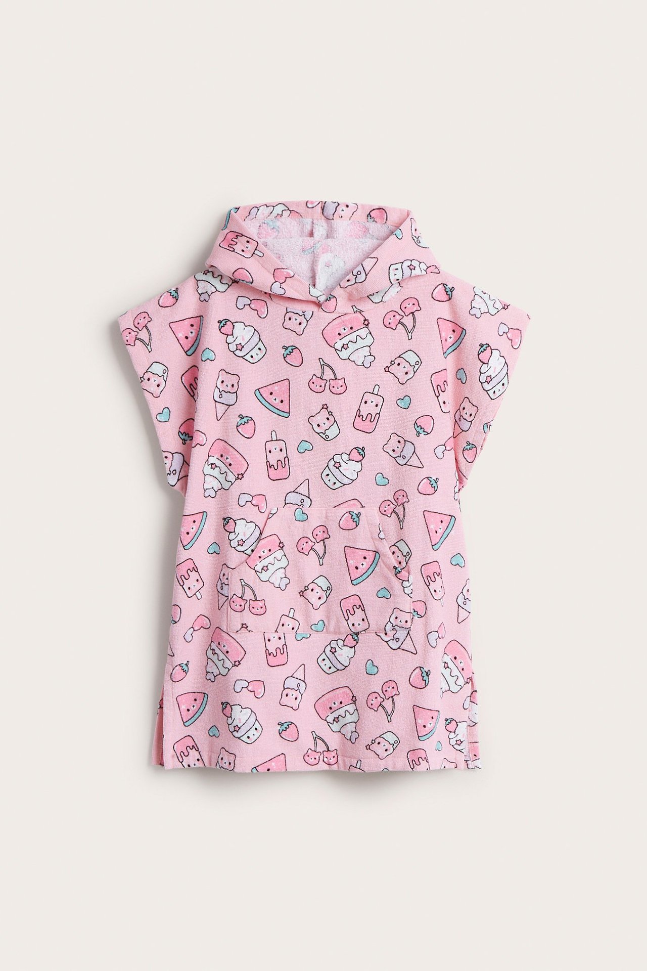 Kuviollinen kylpyponcho - Pinkki - 1