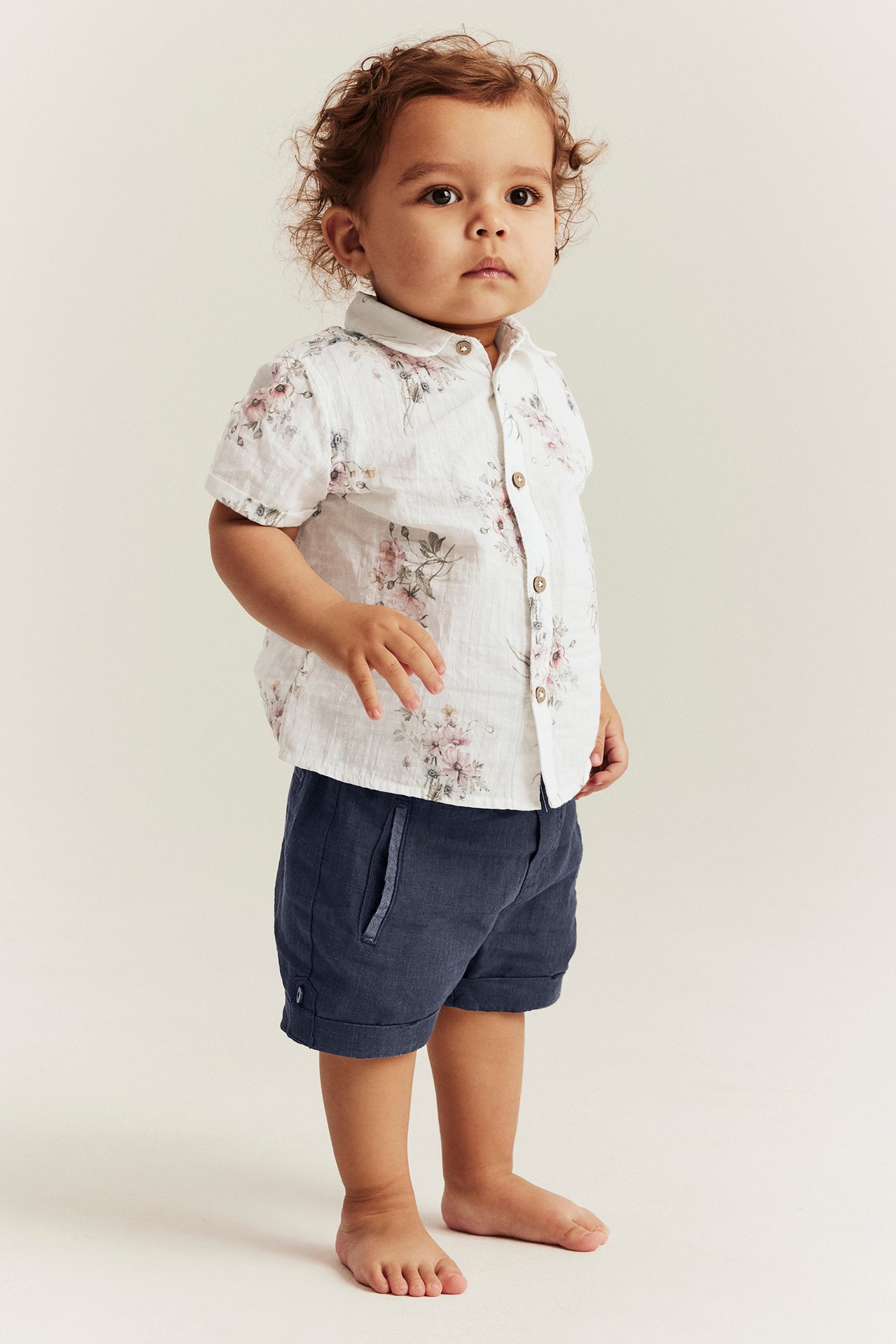 Vävda shorts med fickor