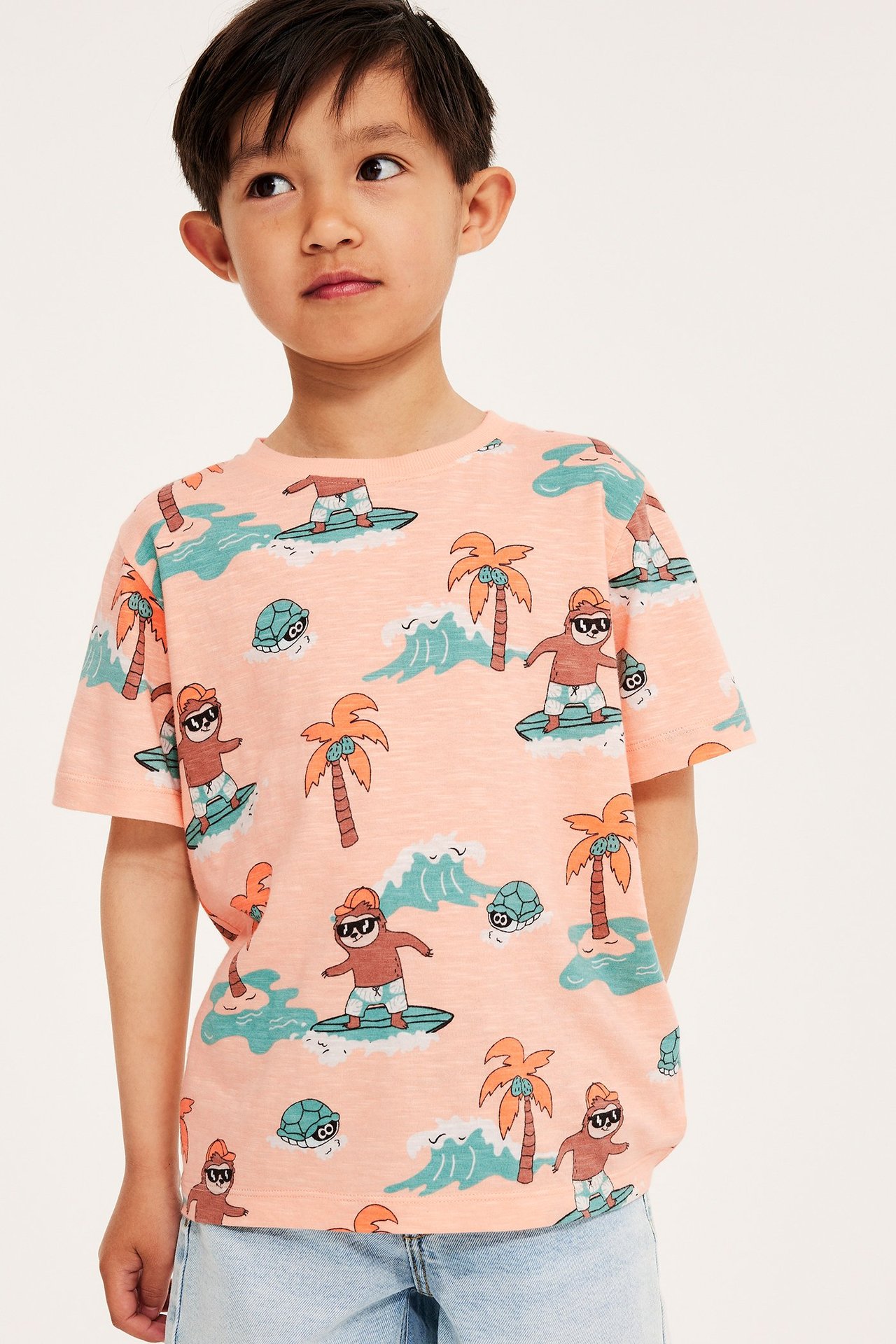T-shirt we wzory - Pomarańczowy - 6