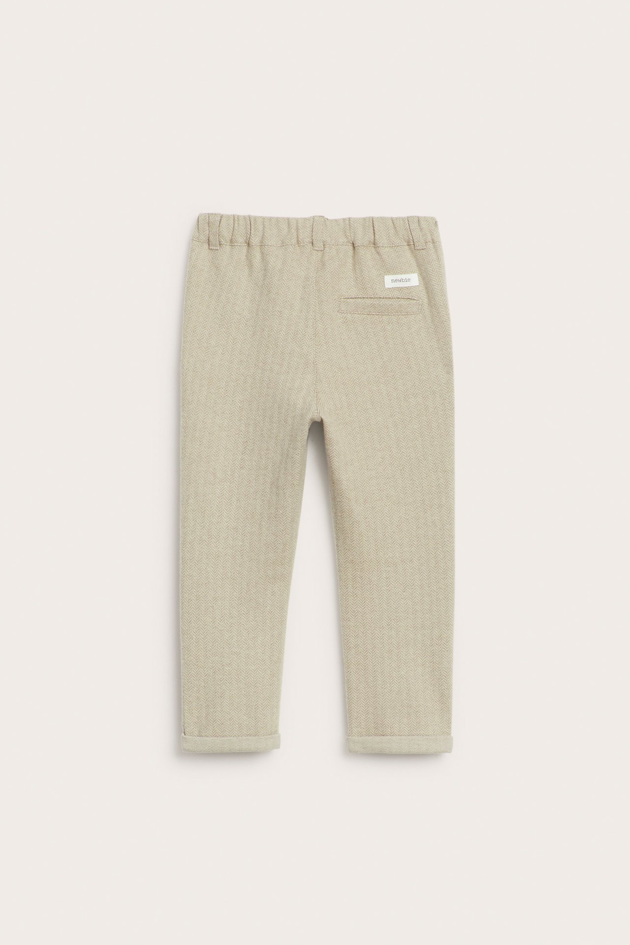 Byxor i herringbone-struktur - Melerad beige - 4