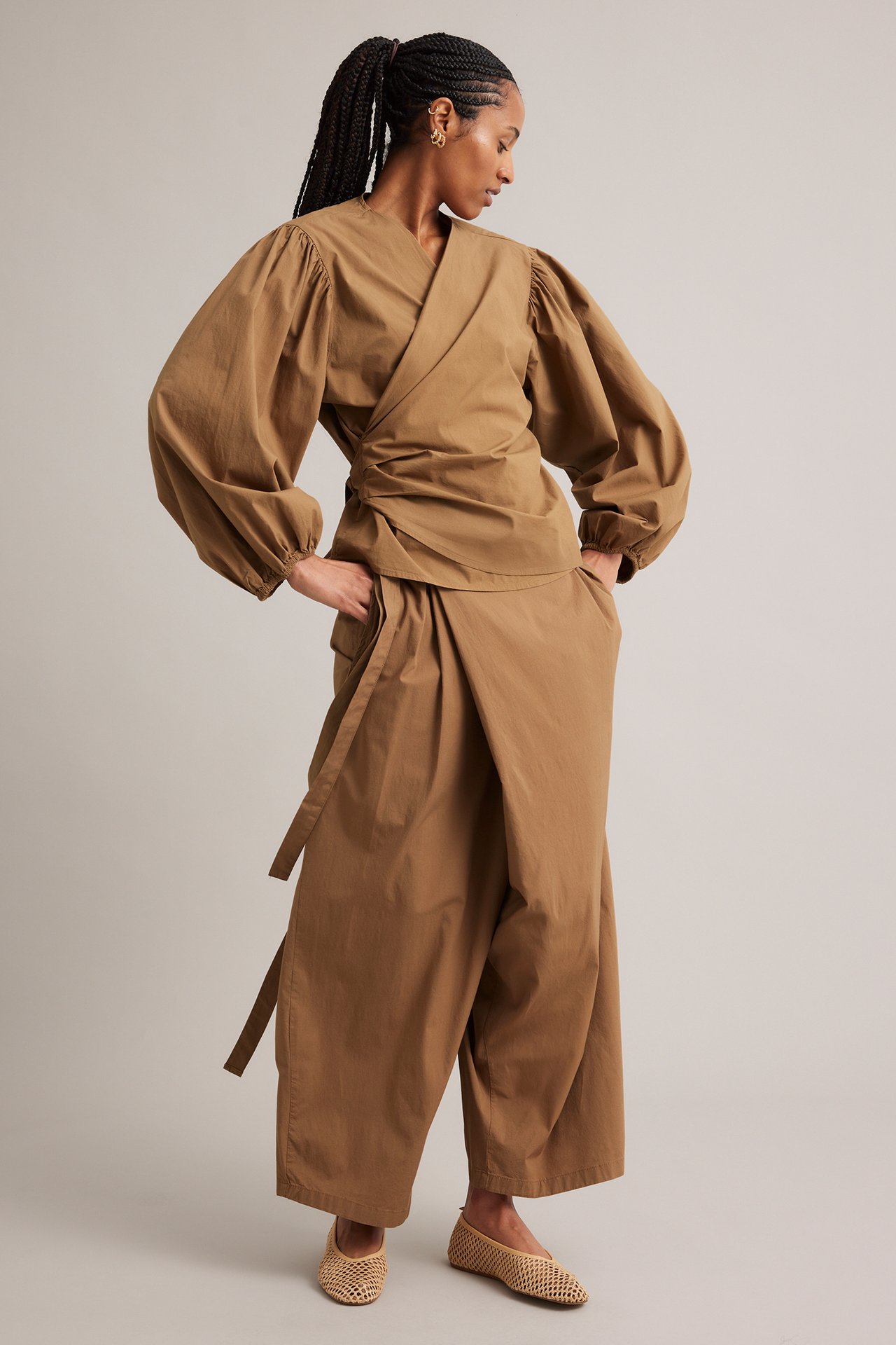 Omlottblus - Brun - 176cm / Storlek: S - 6