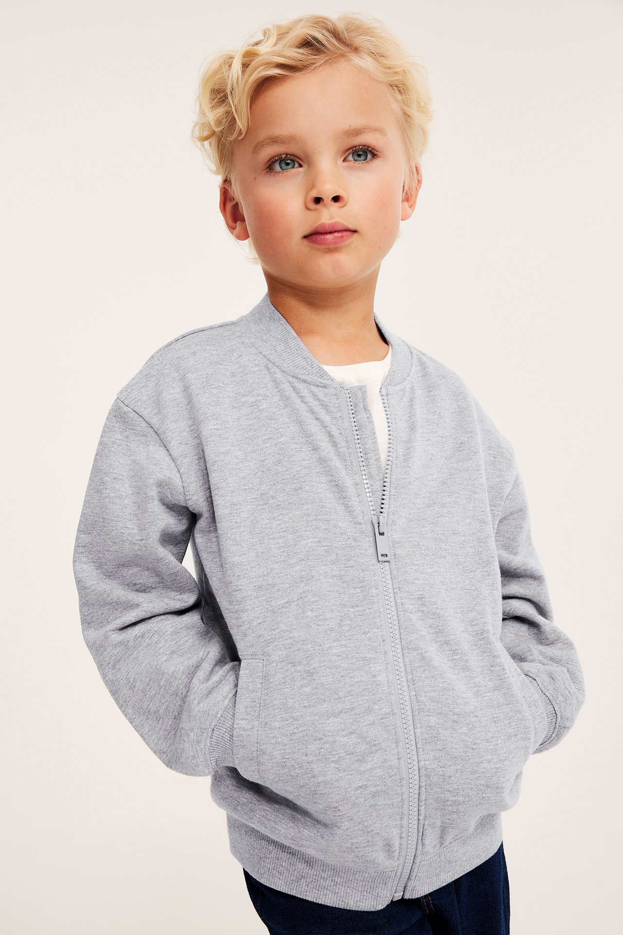 Cardigan med glidelås - Lysegrå - 4