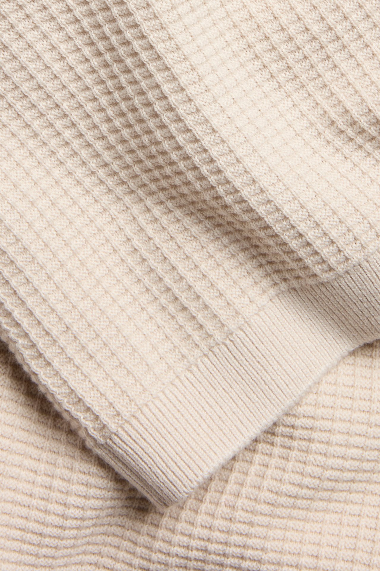 Tunnstickad tröja med kort ärm - Ljusbeige - 5