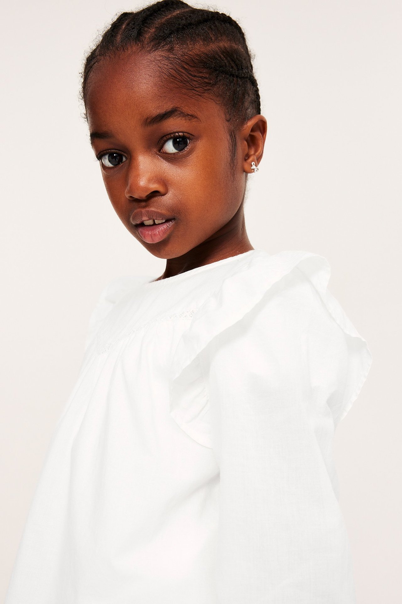 Bluse med volanger - Offwhite - 3