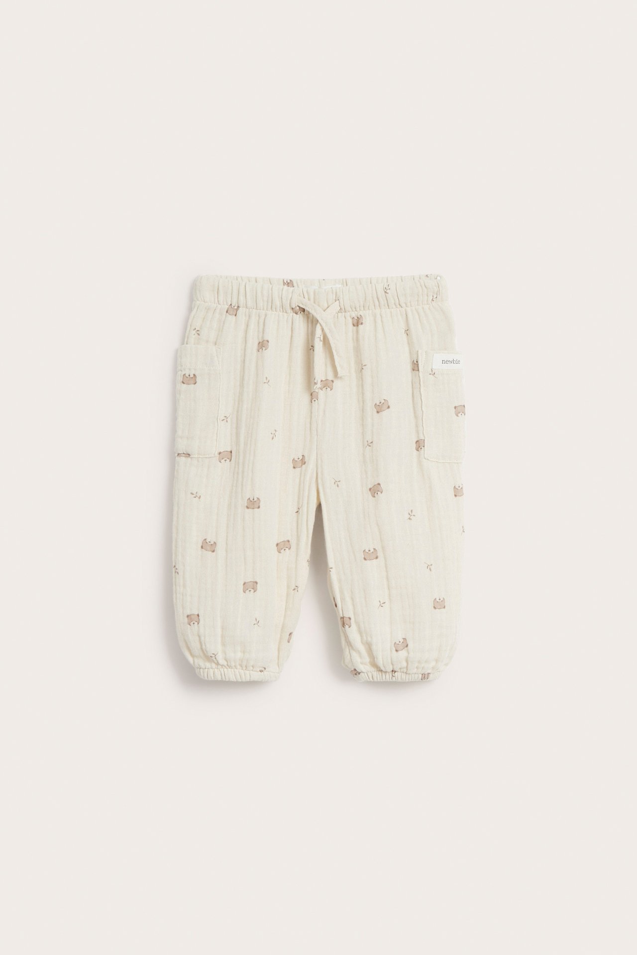 Byxor i bomullsmuslin - Ljusbeige - 2