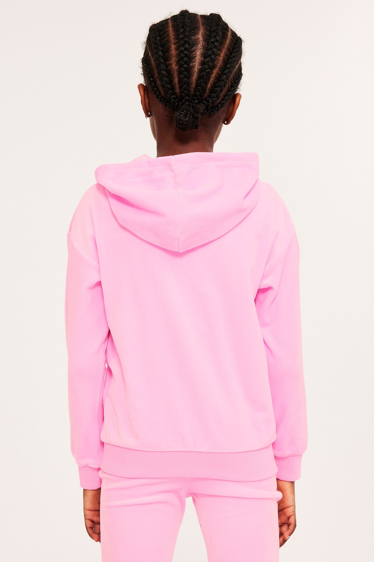 Hoodie med dragkedja i velour - Ljusrosa - 6