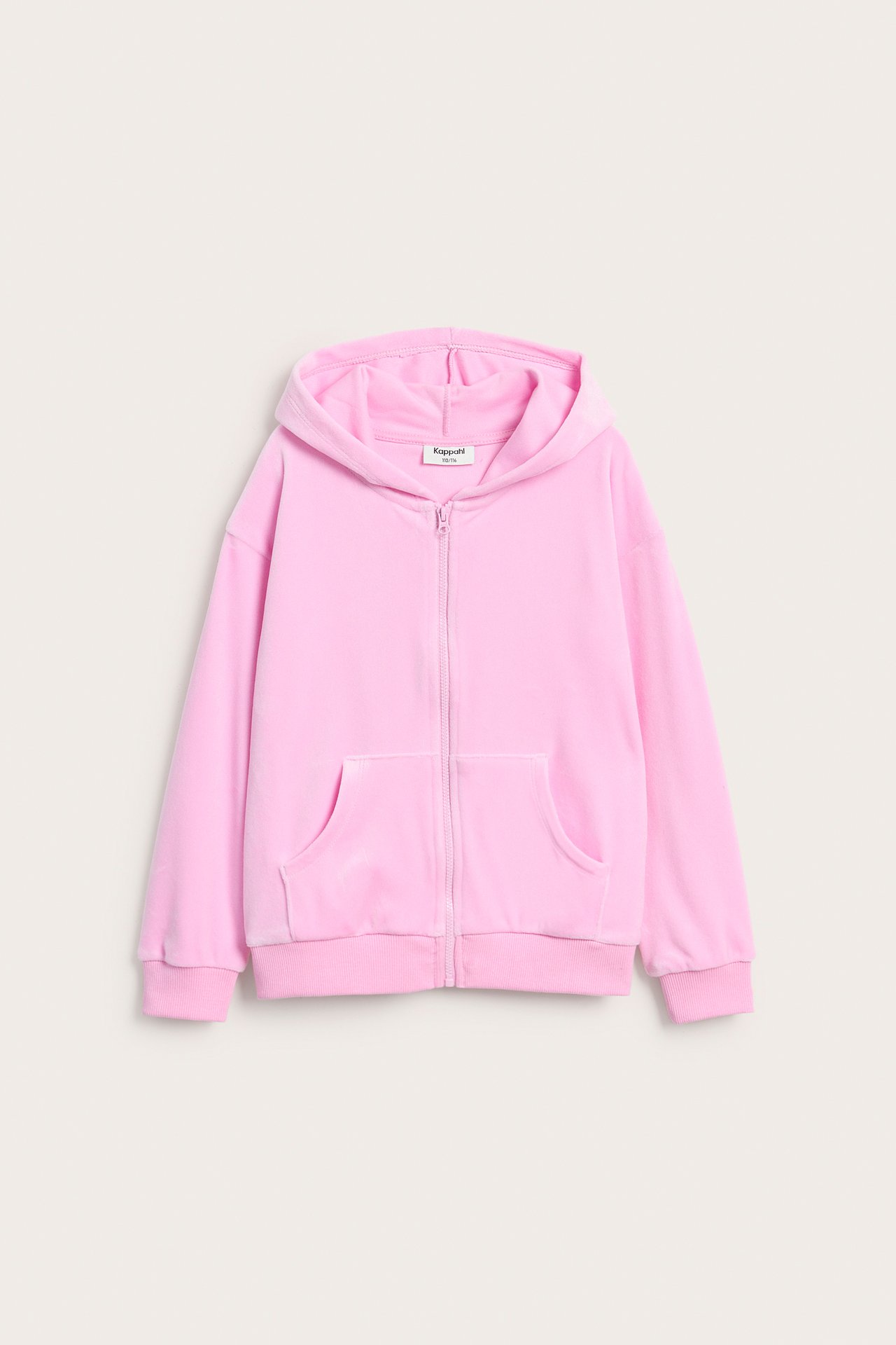 Hoodie med dragkedja i velour