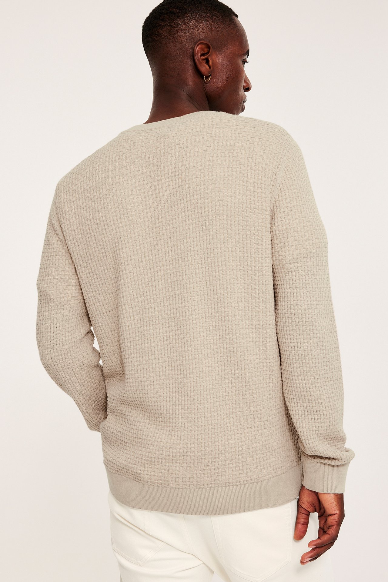 Dzianinowy sweter - Jasnobeżowy - 5