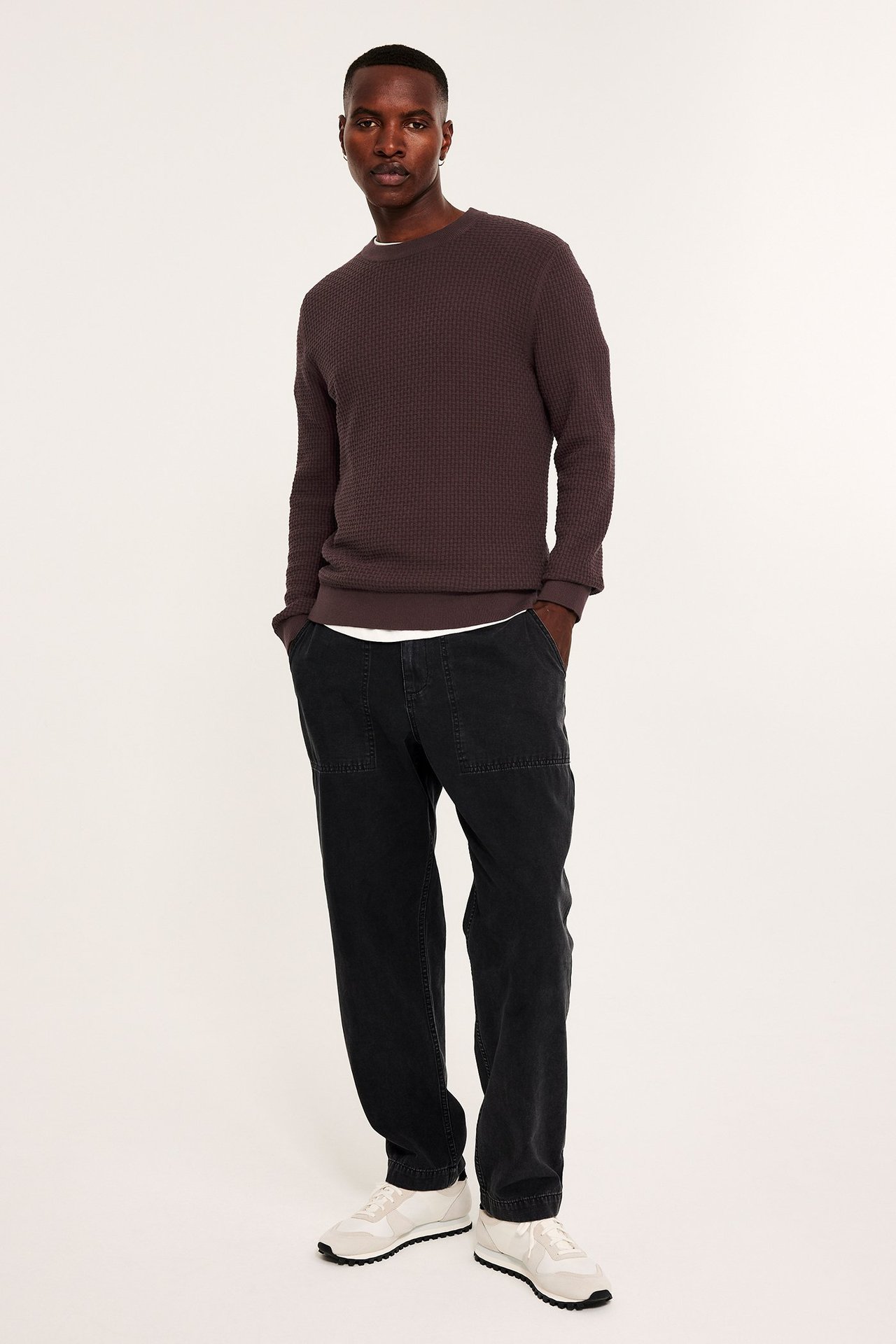 Dzianinowy sweter - Fioletowy - 4