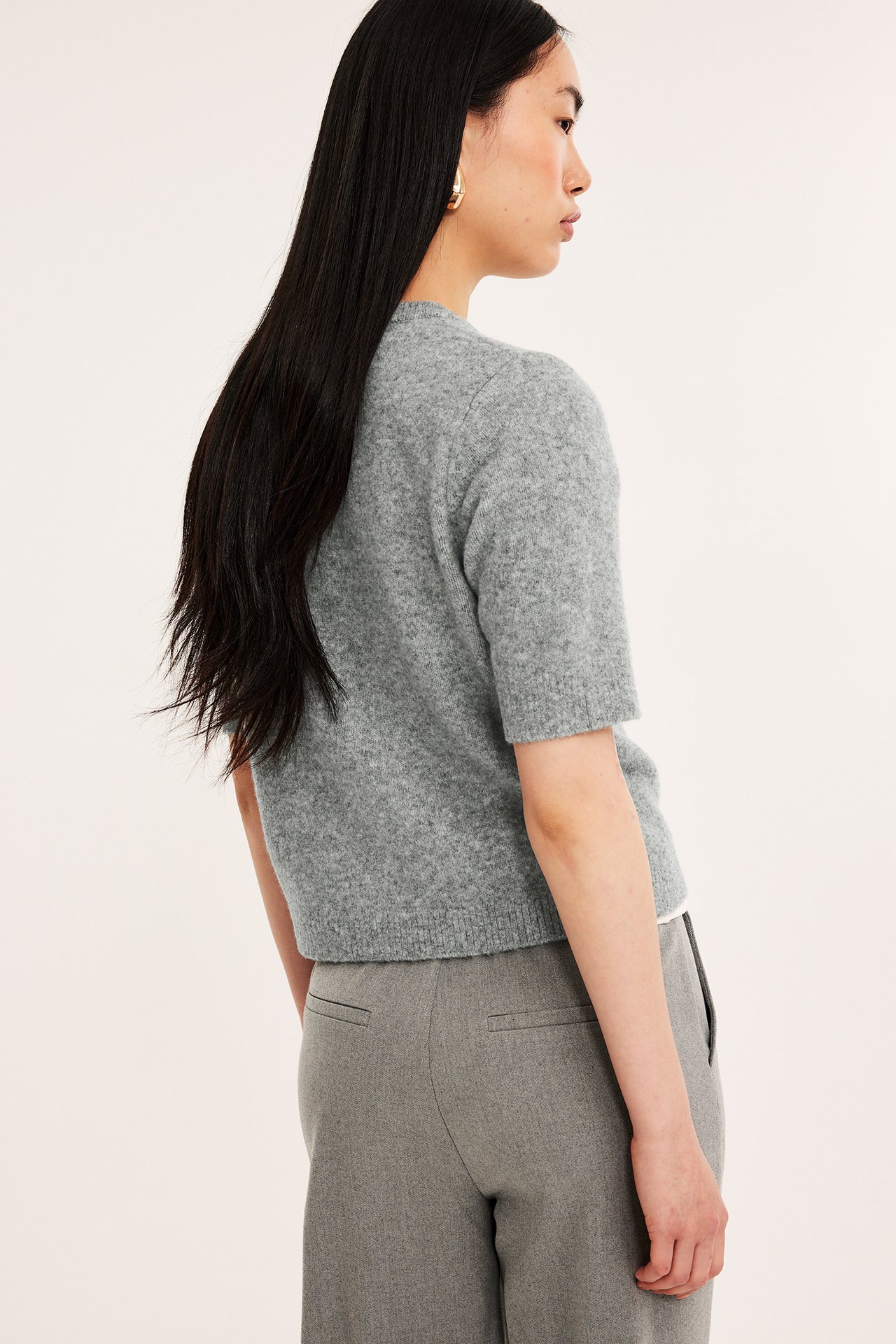 Kortermet cardigan - Lysegrå - 6
