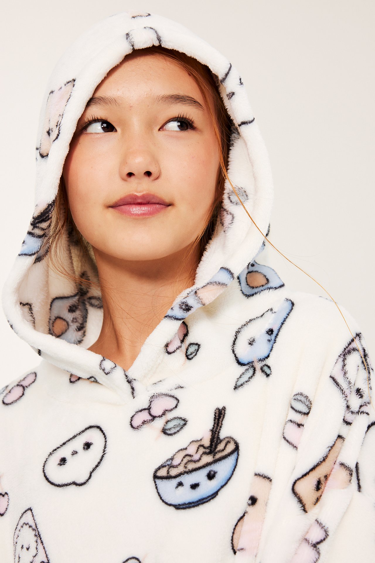 Mönstrad fleecehoodie
