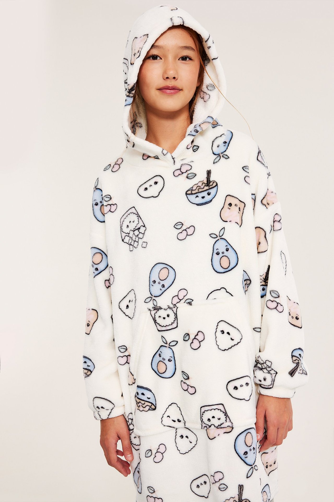Bluza z kapturem, we wzory, z polaru