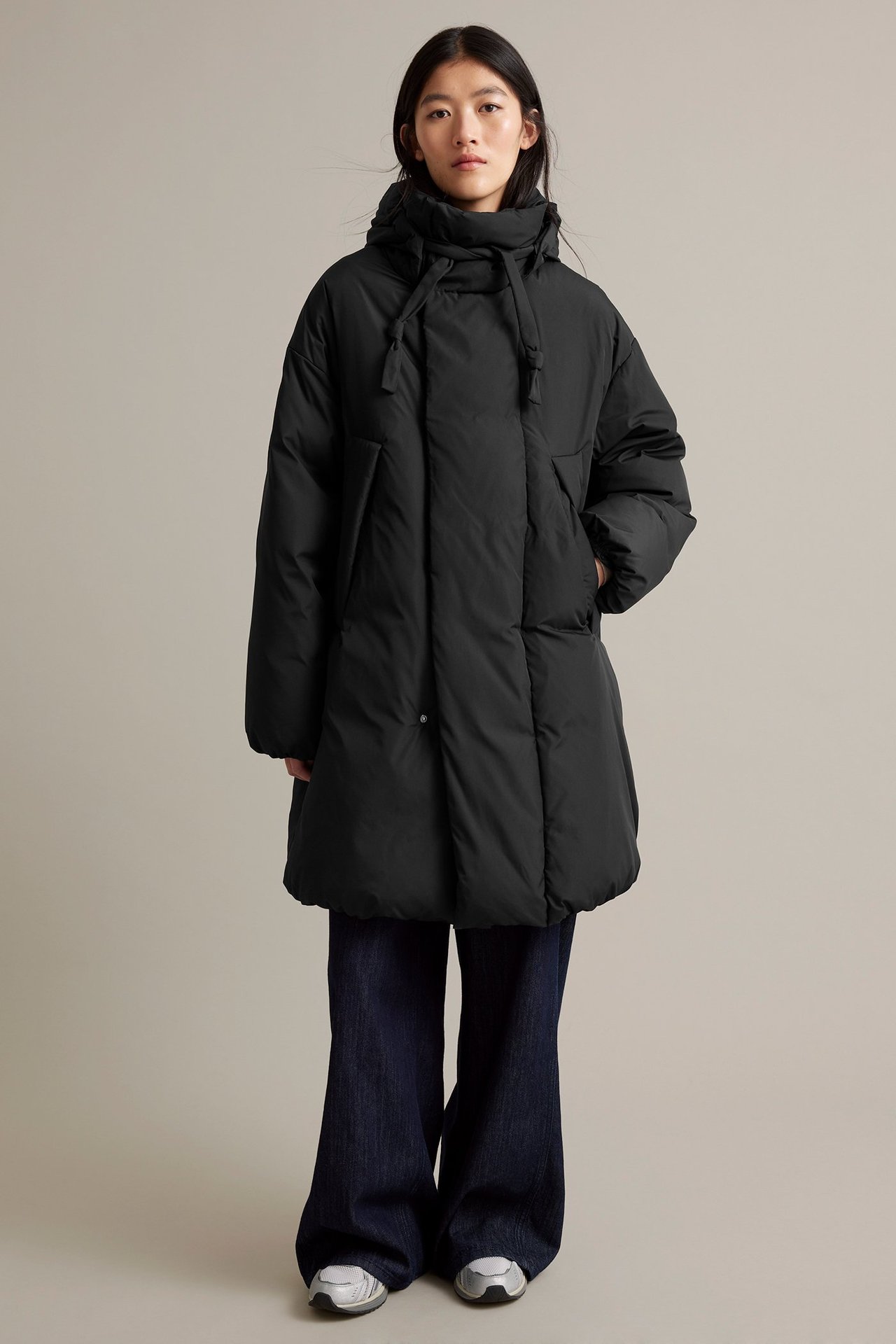 Lang dunjakke - Svart - 4
