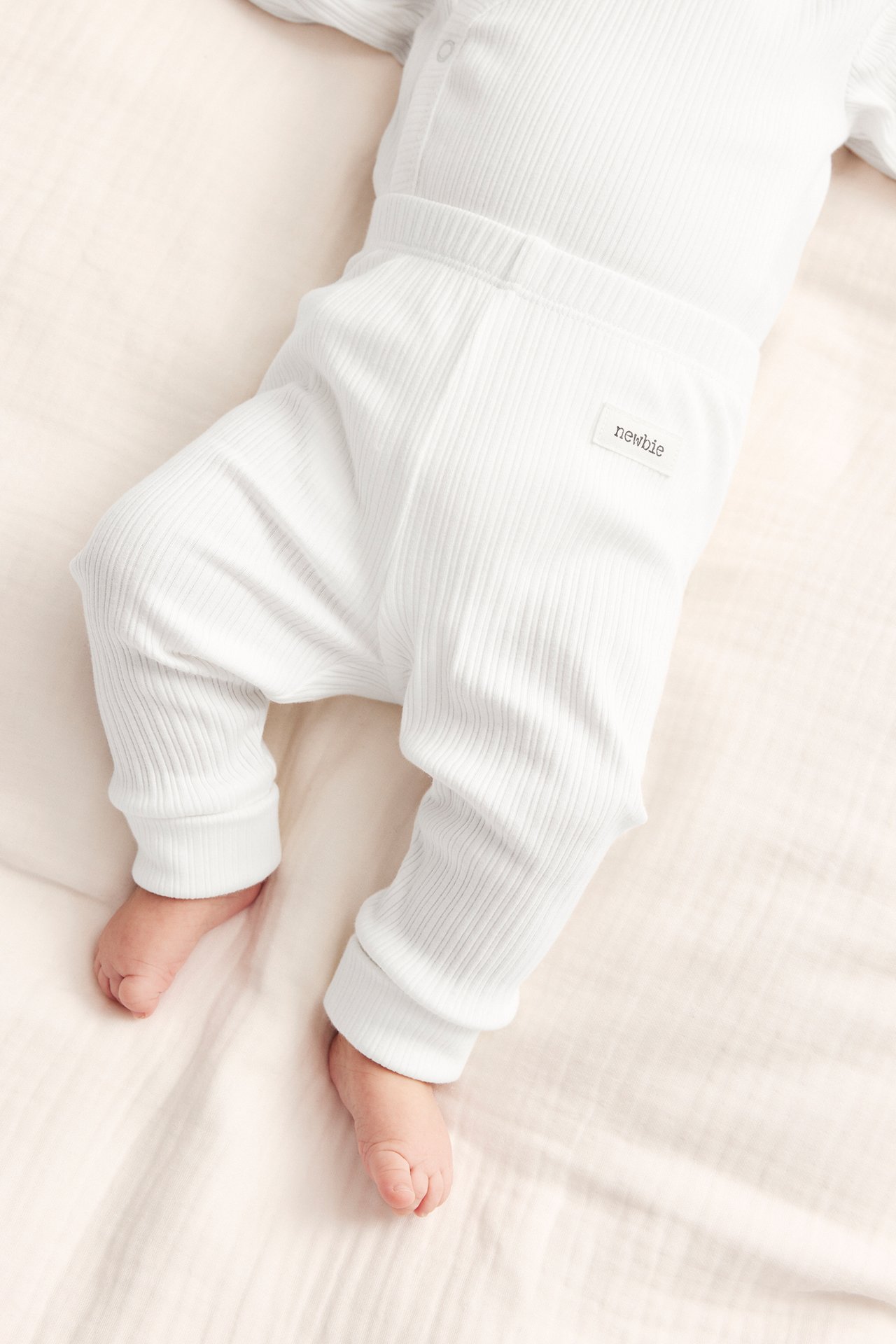 Ribbede leggings - Offwhite - 3