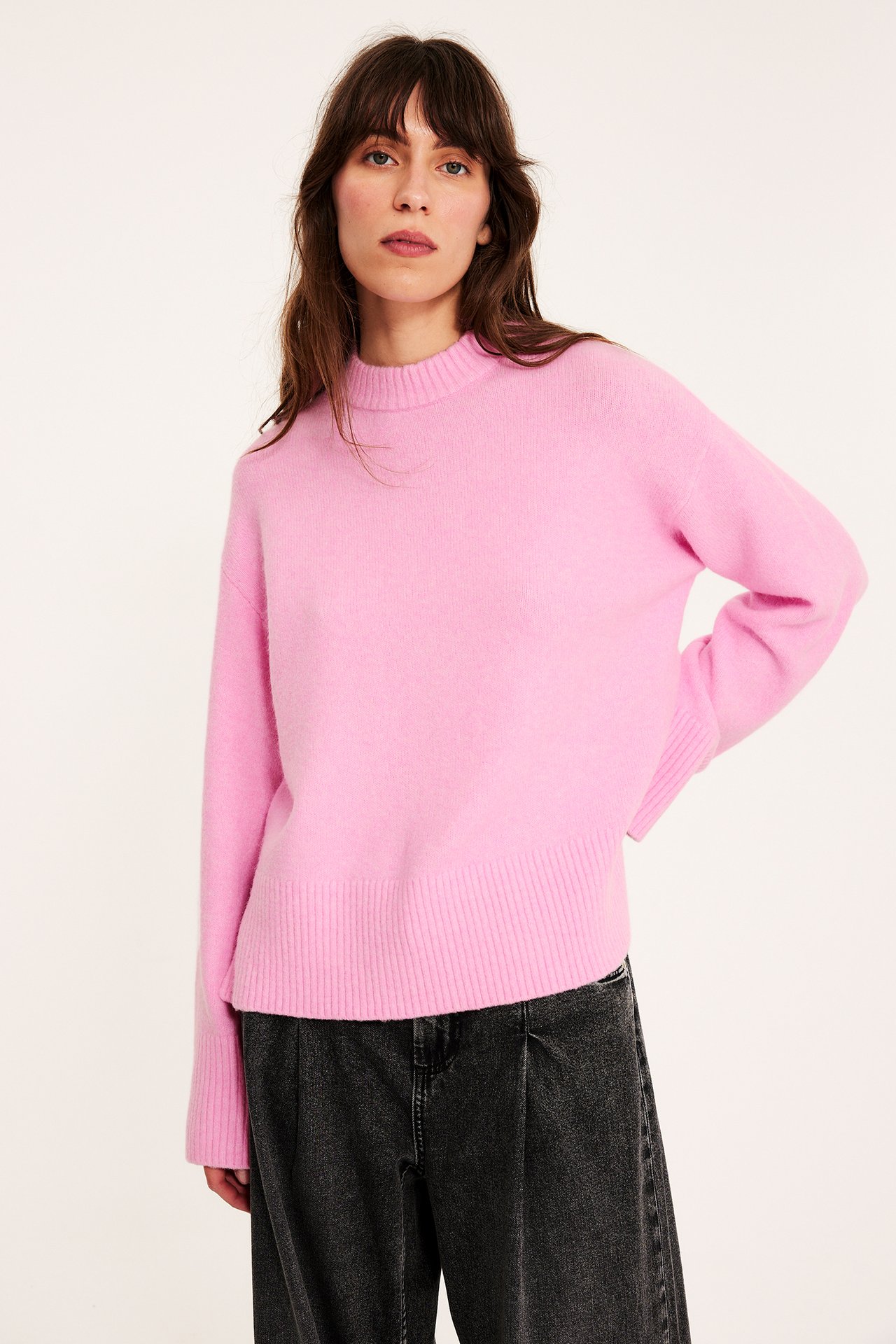 Dzianinowy sweter - Różowy - 5
